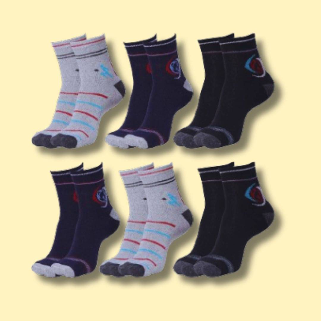 MJE Pack of 6 Men's Cotton Blend Ankle Length Socks ( Multicolor )     			MJE Pack of 6 Men's Cotton Blend Ankle Length Socks ( Multicolor )