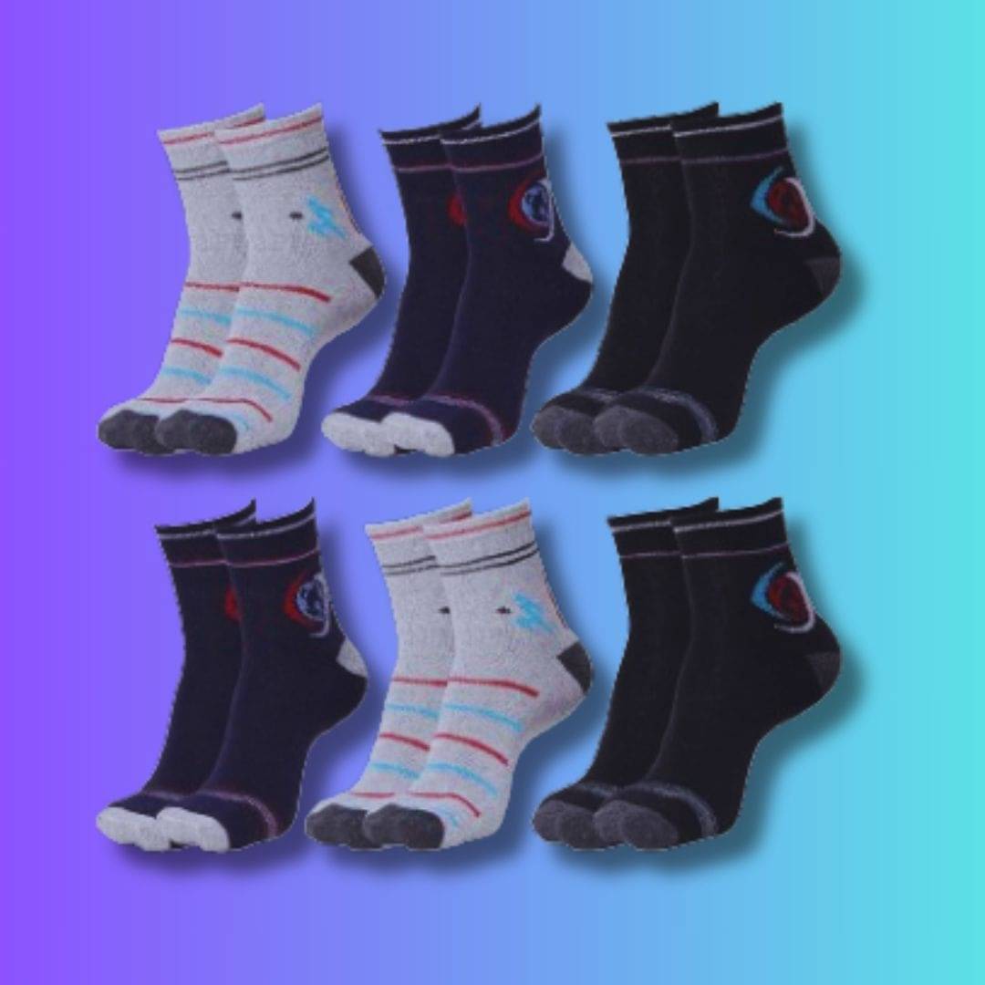 MJE Pack of 6 Men's Cotton Blend Ankle Length Socks ( Multicolor ) MJE Pack of 6 Men's Cotton Blend Ankle Length Socks ( Multicolor )