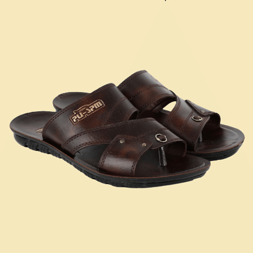     			PU-SPM Brown Men's Leather Slipper