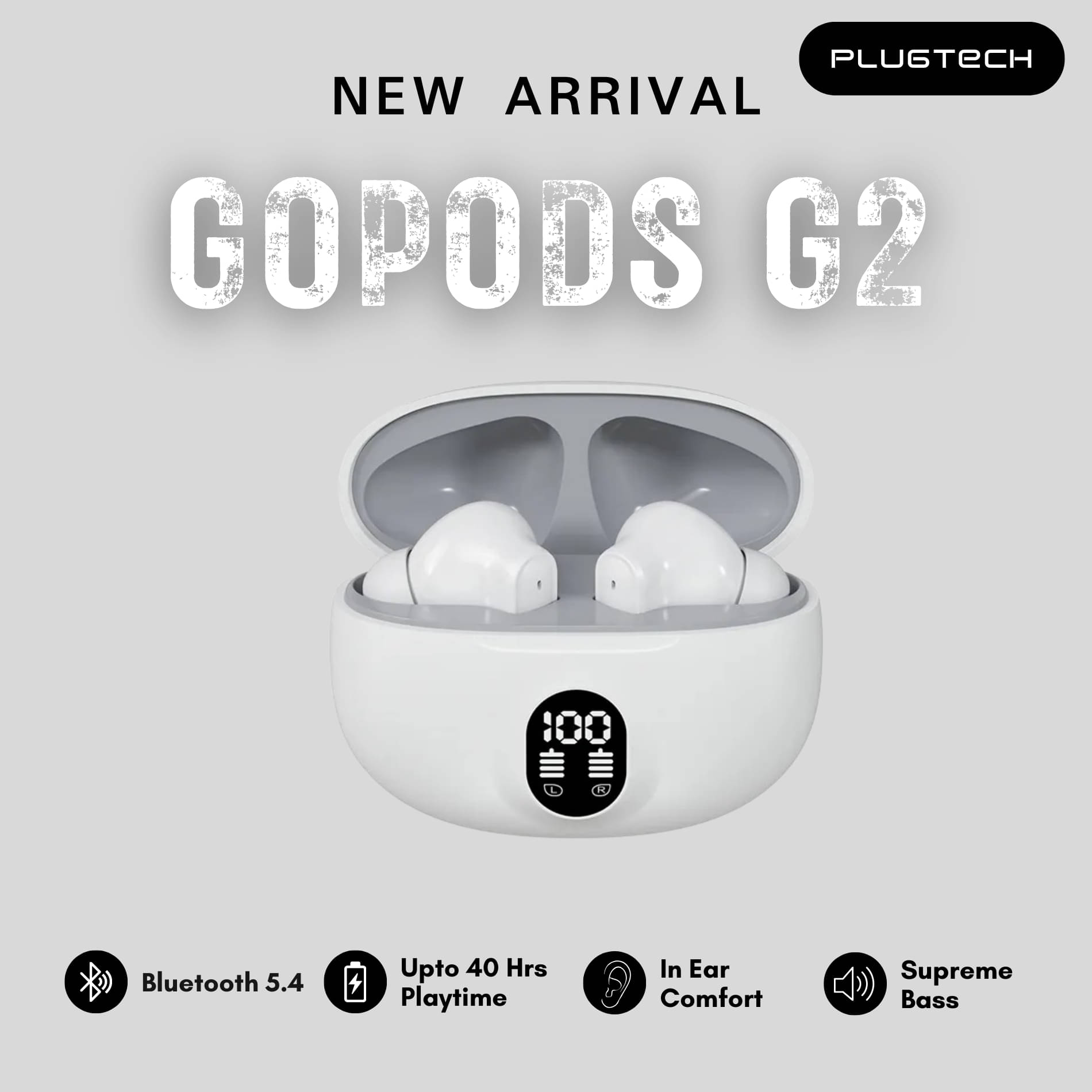 lugtech GoPods G2 – Best Wireless Earbuds for Music, Calls & Gaming, Long Battery, Rich Stereo Sound lugtech GoPods G2 – Best Wireless Earbuds for Music, Calls & Gaming, Long Battery, Rich Stereo Sound