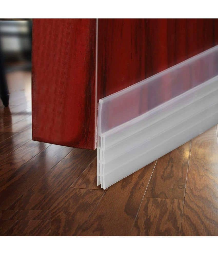 Self-Adhesive Silicon Door/Window Shield Tape Door Bottom Sealing Strip for Energy Saving, Noise Cancellation and Cooling- Color- White (1)