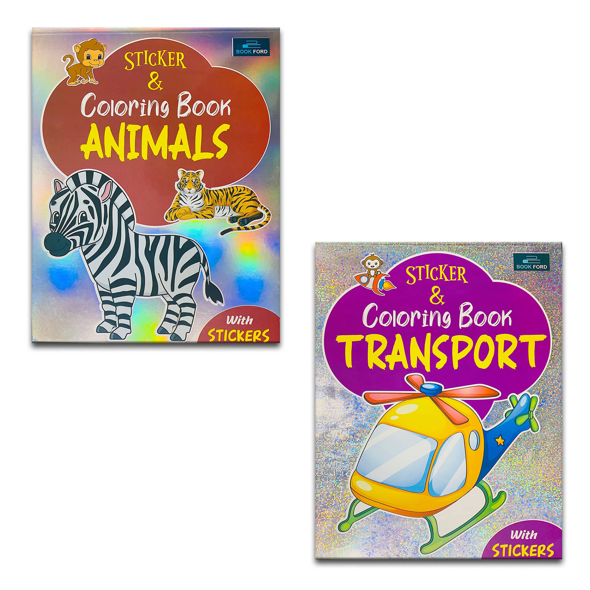 Sticker And Coloring Book For Kids(Animals & Transport)- Fun, Educational, Colorful Imagery, Engaging Activities, and Hours of Entertainment Drawing Books For Kids. Suitable For All Ages Groups(Set Of 2)     			Sticker And Coloring Book For Kids(Animals & Transport)- Fun, Educational, Colorful Imagery, Engaging Activities, and Hours of Entertainment Drawing Books For Kids. Suitable For All Ages Groups(Set Of 2)