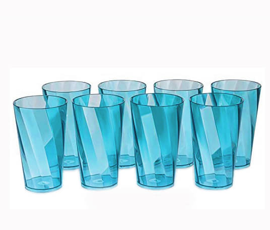 Swaraa Kitchenware Plastic Embossed Glasses 300 ml ( Pack of 8 ) Blue Swaraa Kitchenware Plastic Embossed Glasses 300 ml ( Pack of 8 ) Blue