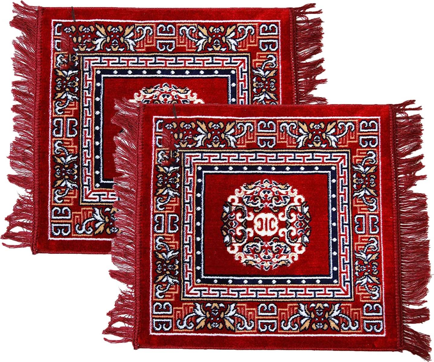TAARAENTERPRIS Multi Set of 2 Velvet Prayer Mat ( 45 X 45 cm ) TAARAENTERPRIS Multi Set of 2 Velvet Prayer Mat ( 45 X 45 cm )