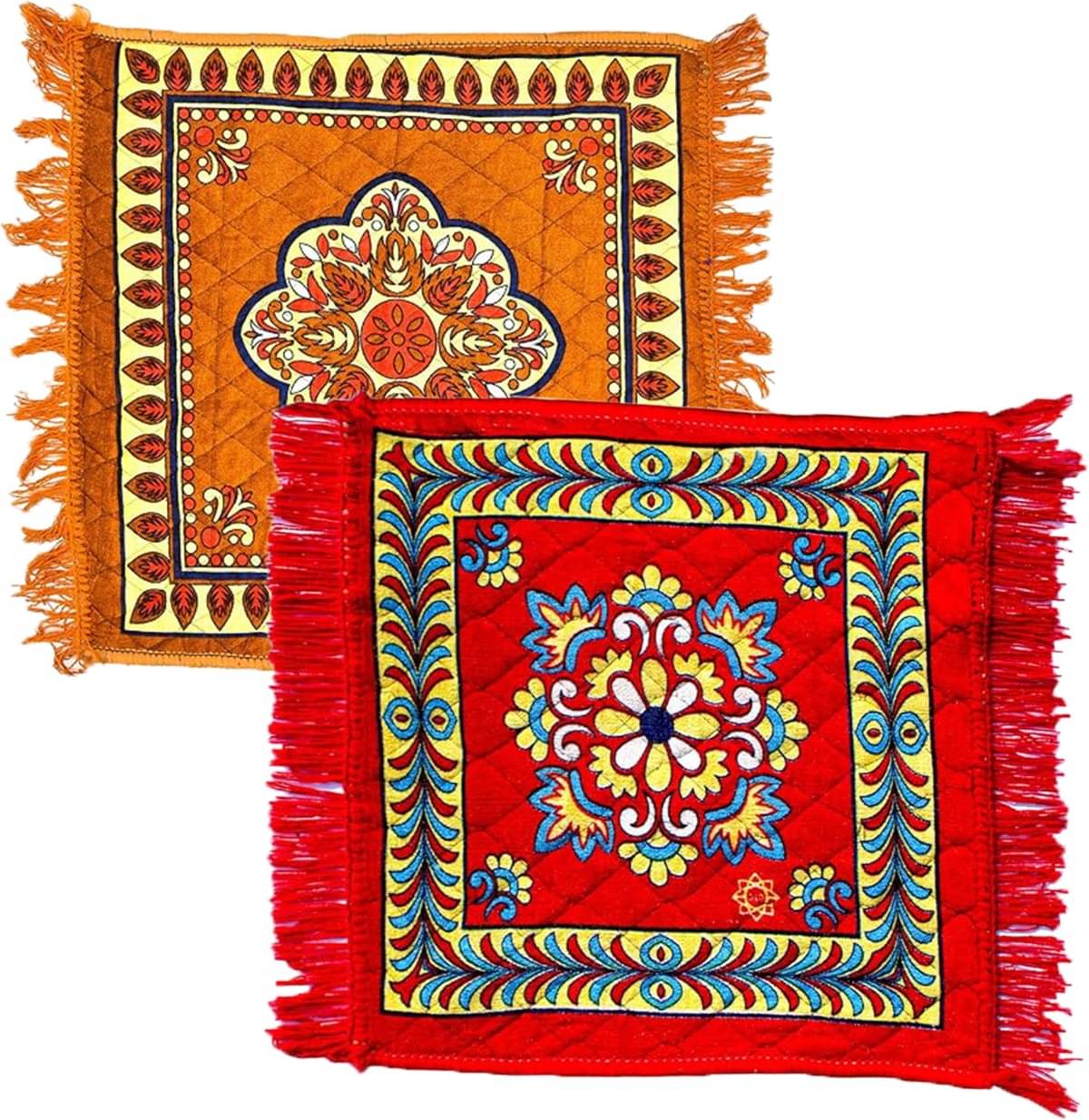 TAARAENTERPRIS Multi Set of 2 Velvet Prayer Mat ( 45 X 45 cm ) TAARAENTERPRIS Multi Set of 2 Velvet Prayer Mat ( 45 X 45 cm )
