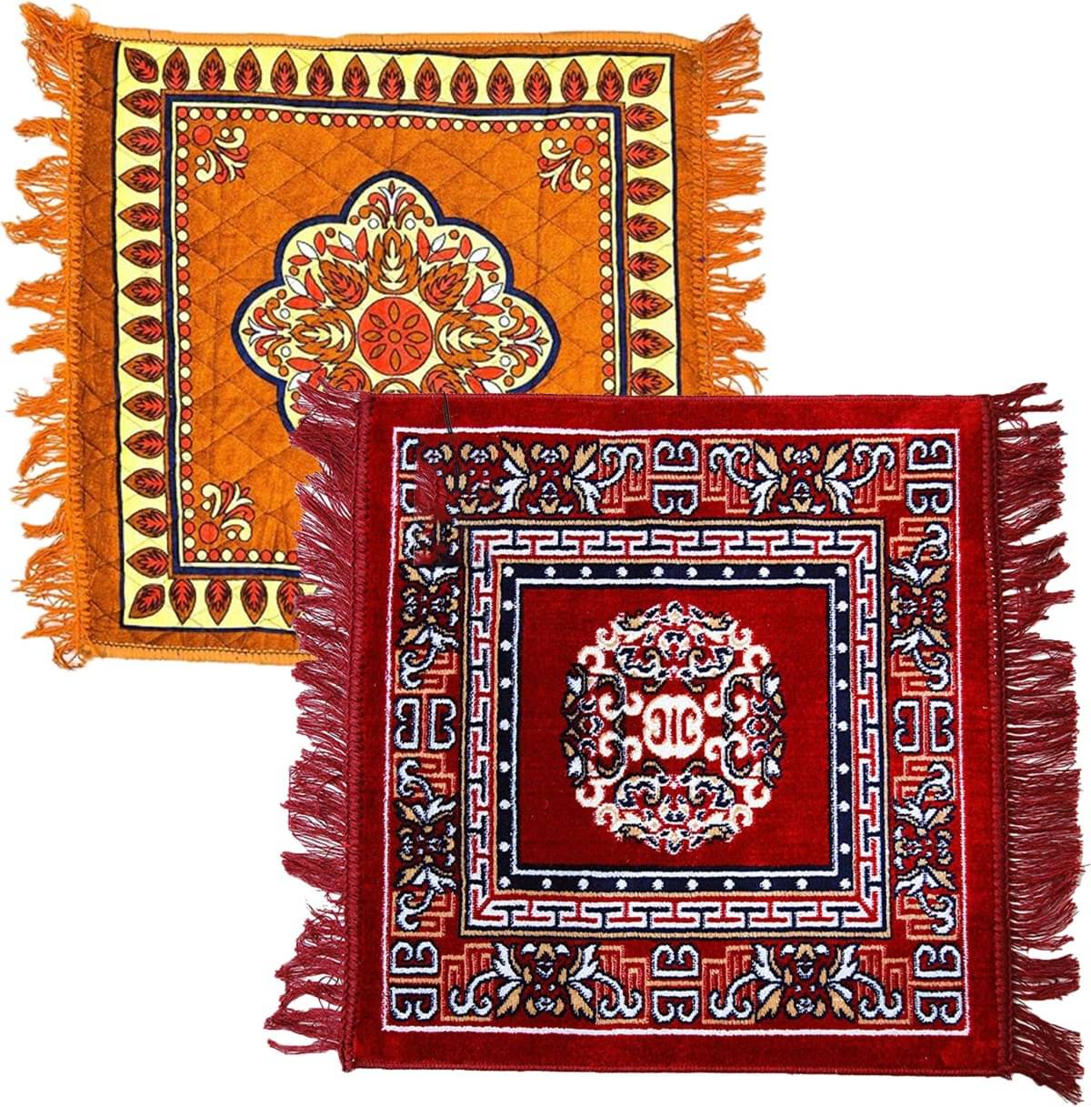 TAARAENTERPRIS Multi Set of 2 Cotton Prayer Mat ( 45 X 45 cm ) TAARAENTERPRIS Multi Set of 2 Cotton Prayer Mat ( 45 X 45 cm )