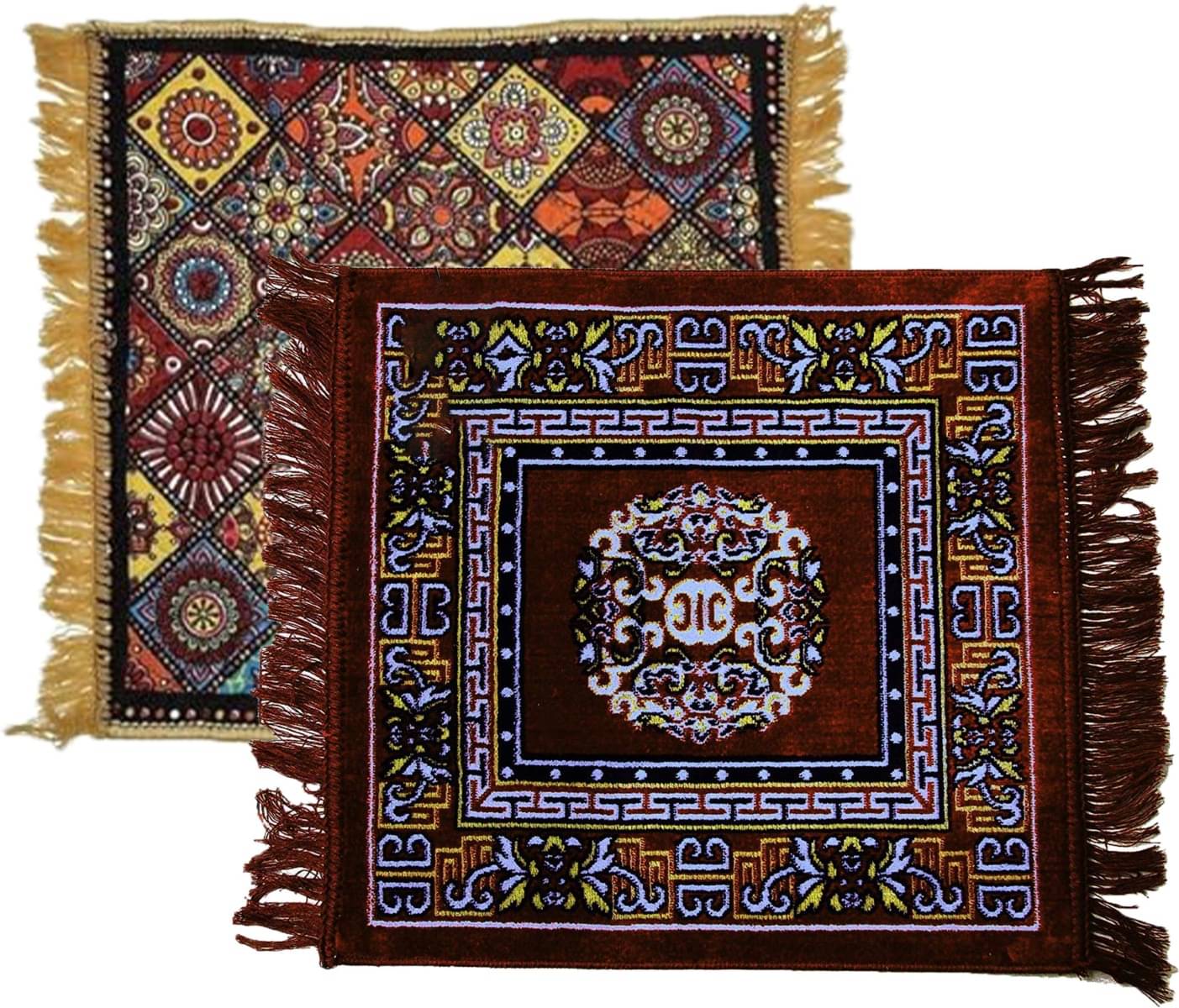     			TAARAENTERPRIS Multi Set of 2 Velvet Prayer Mat ( 45 X 45 cm )
