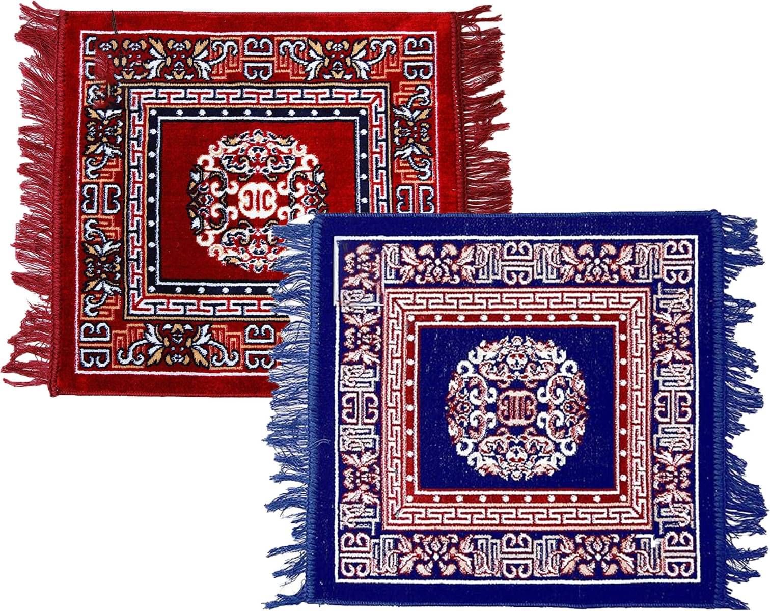 TAARAENTERPRIS Multi Set of 2 Velvet Prayer Mat ( 45 X 45 cm ) TAARAENTERPRIS Multi Set of 2 Velvet Prayer Mat ( 45 X 45 cm )