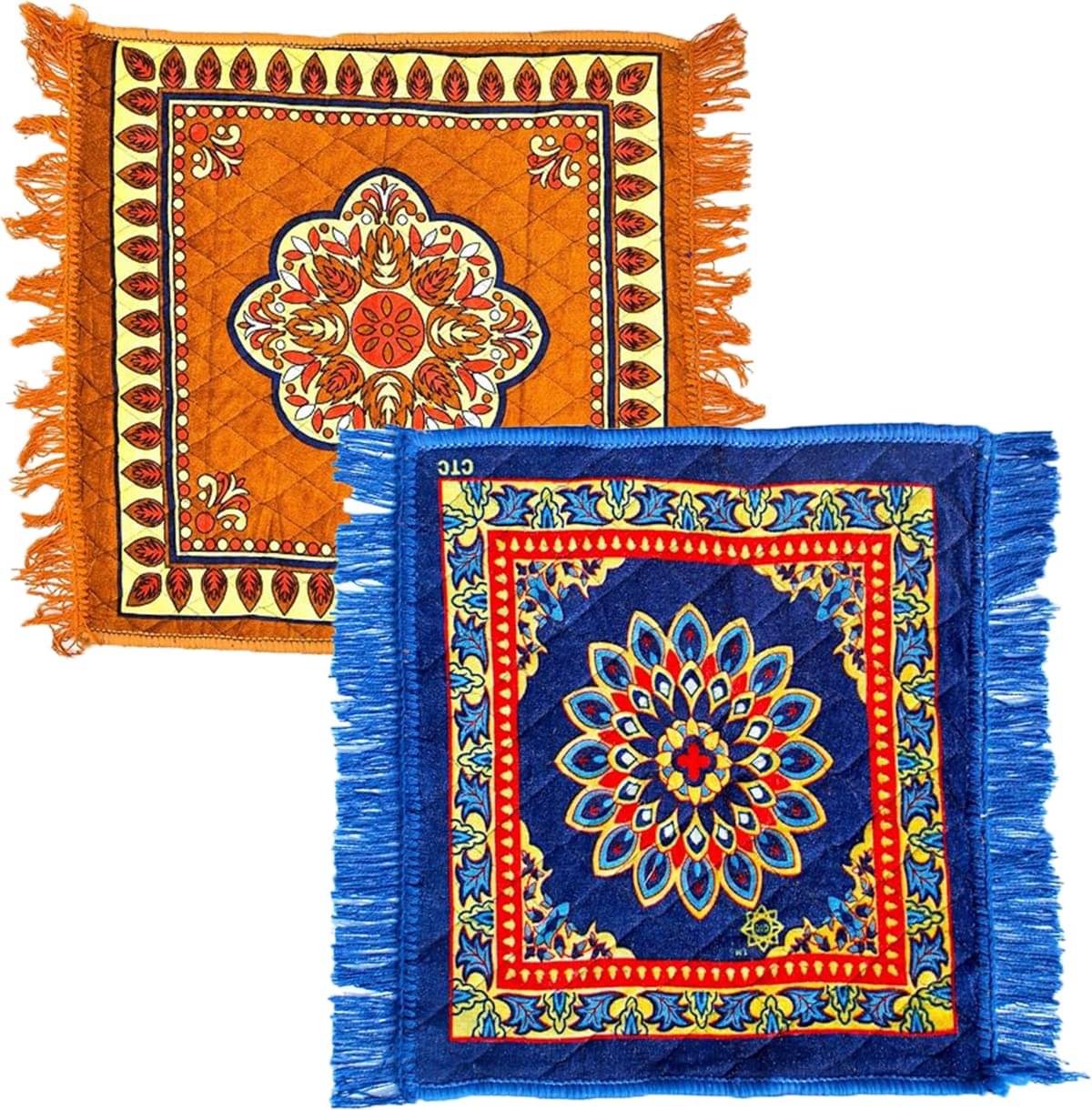 TAARAENTERPRIS Multi Set of 2 Velvet Prayer Mat ( 45 X 45 cm ) TAARAENTERPRIS Multi Set of 2 Velvet Prayer Mat ( 45 X 45 cm )
