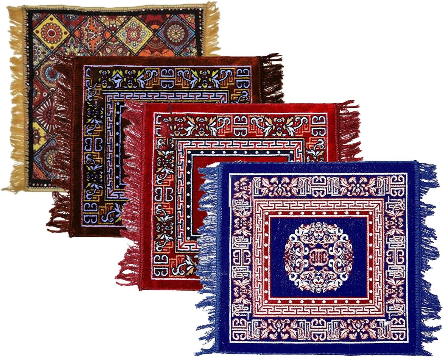 TAARAENTERPRIS Multi Set of 4 Velvet Prayer Mat ( 45 X 45 cm ) TAARAENTERPRIS Multi Set of 4 Velvet Prayer Mat ( 45 X 45 cm )