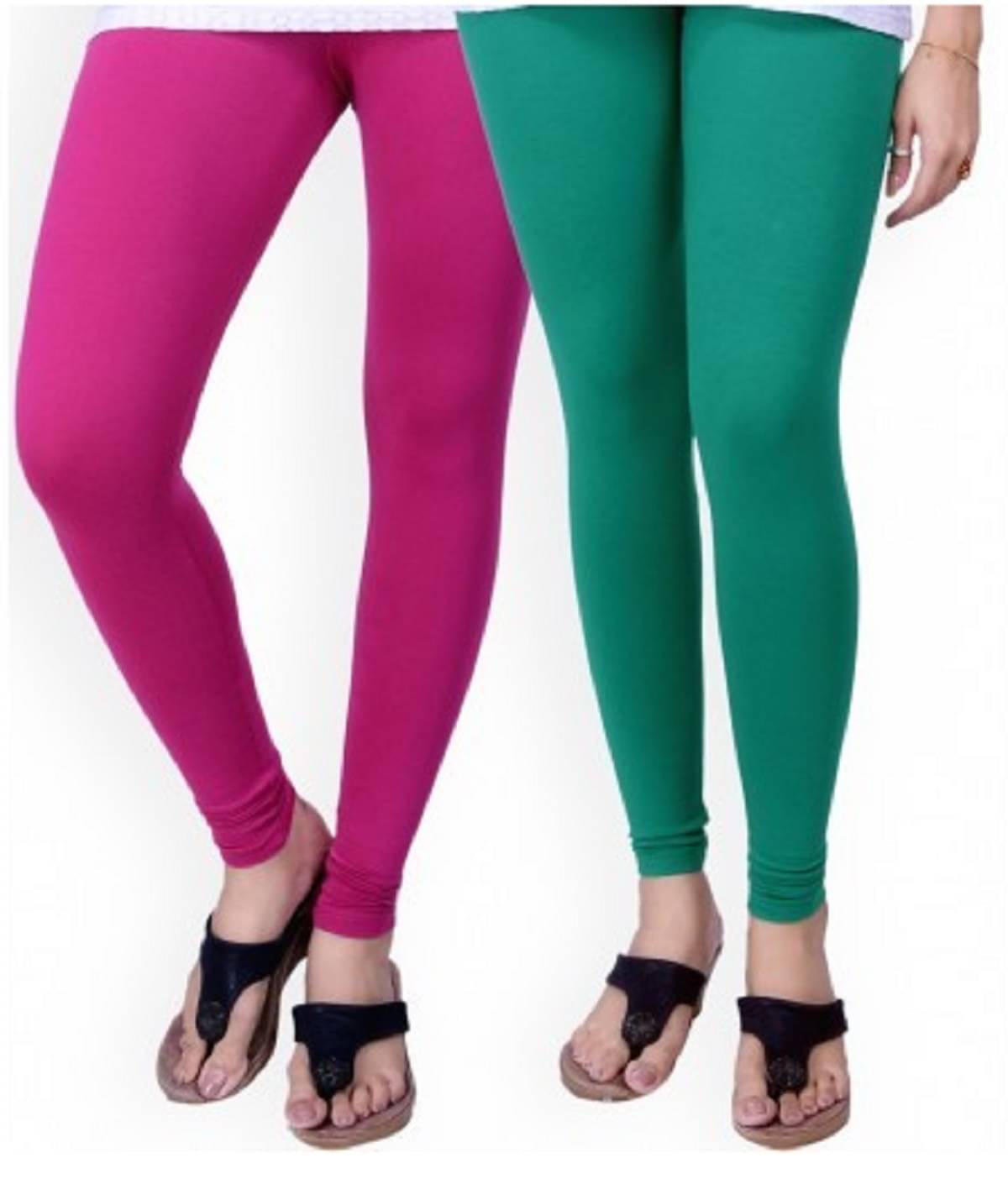     			VANIRIDDH Pack of 2 Cotton Women's Churidar ( Green,Pink )