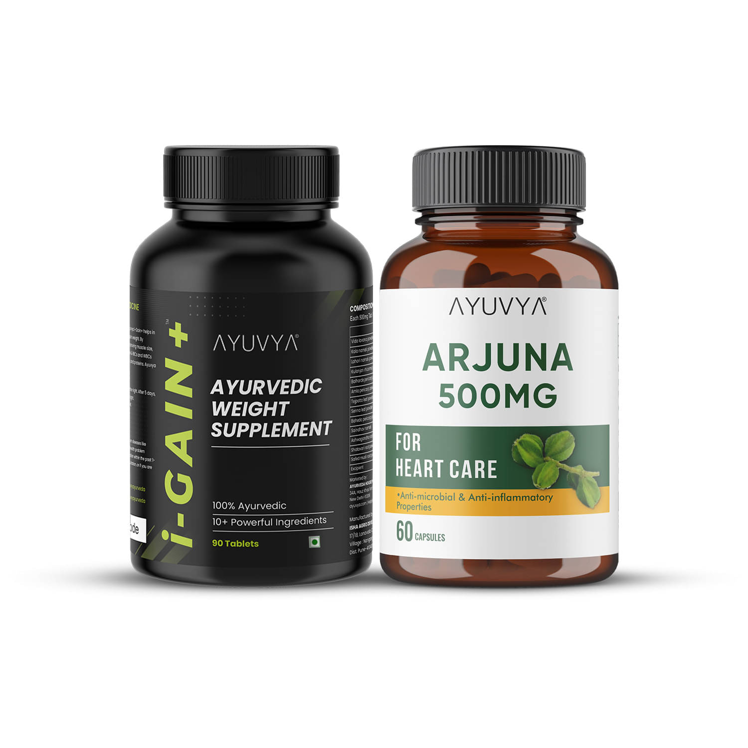     			Ayuvya i-Gain+ & Arjuna Combo i-Gain+ for Healthy Weight Gain for Men & Women Arjuna for Heart Health Support (Pack of 2)