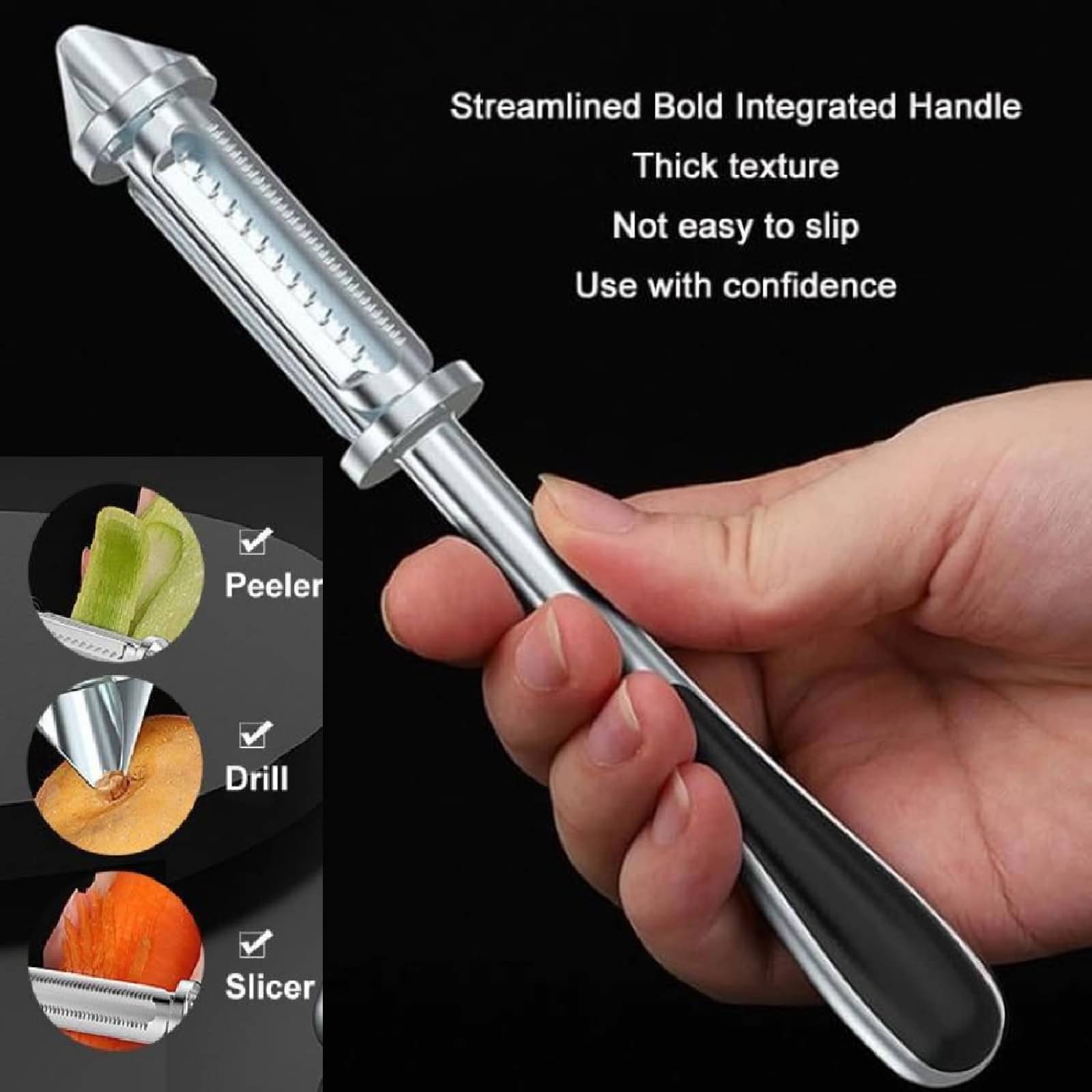 forral Silver Stainless Steel 3-in-1 Vegetable and Fruit Peeler ( Set of 1 ) forral Silver Stainless Steel 3-in-1 Vegetable and Fruit Peeler ( Set of 1 )