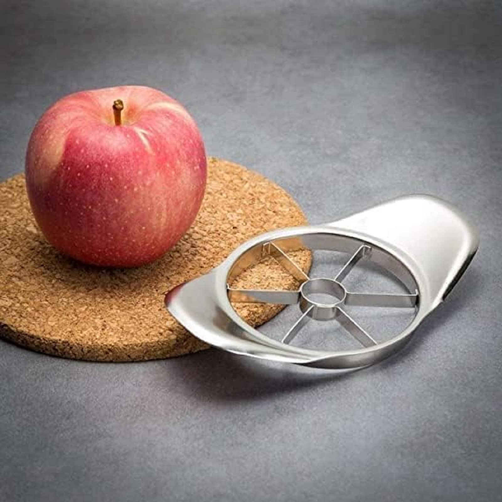 forral Silver Stainless Steel Fruit Apple Pear Easy Cut Slicer Cutter ( Set of 1 )