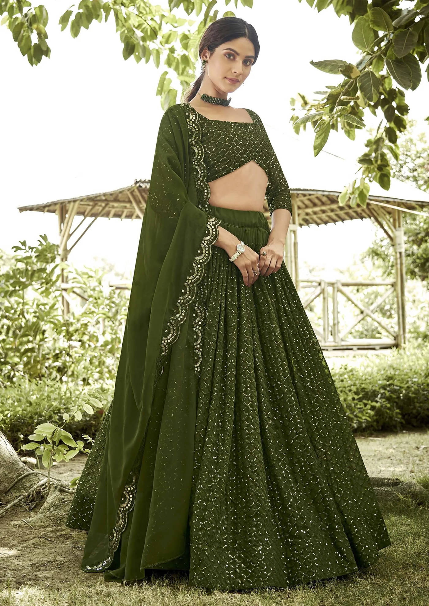 kedar fab Green Georgette Circular Semi Stitched Lehenga Single kedar fab Green Georgette Circular Semi Stitched Lehenga Single