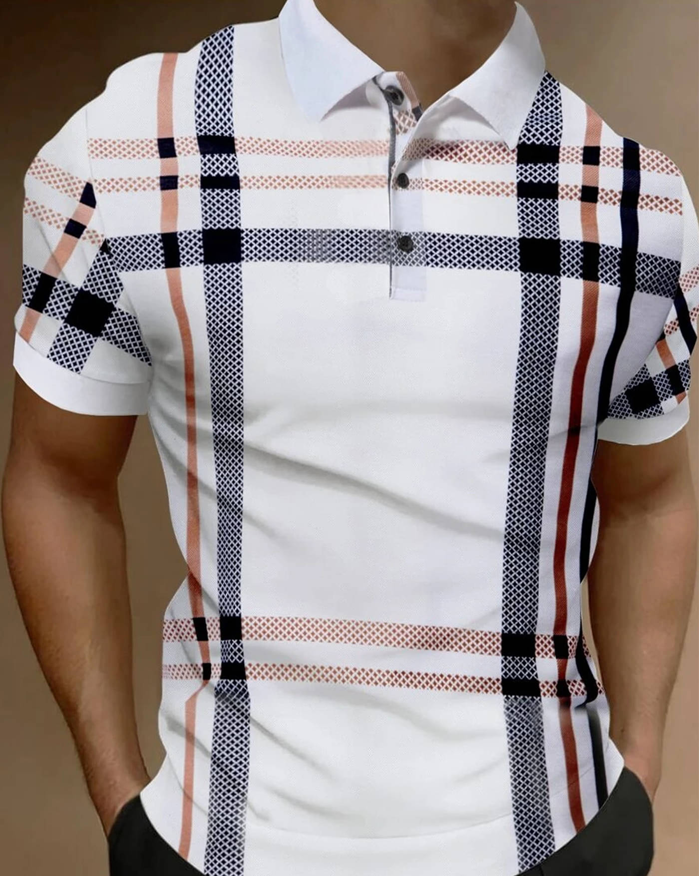     			AOOSH Men Cotton Blend Regular Fit Printed Polo T Shirt ( White )