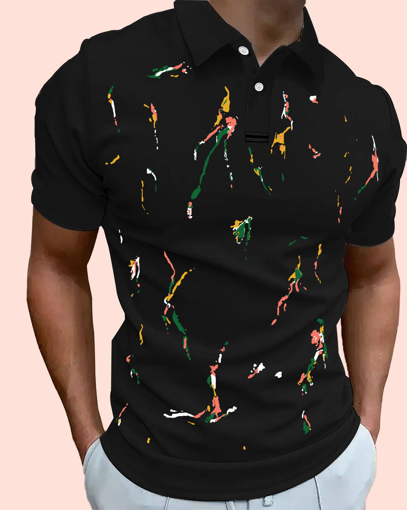 AOOSH Men Cotton Blend Regular Fit Printed Polo T Shirt ( Black ) AOOSH Men Cotton Blend Regular Fit Printed Polo T Shirt ( Black )