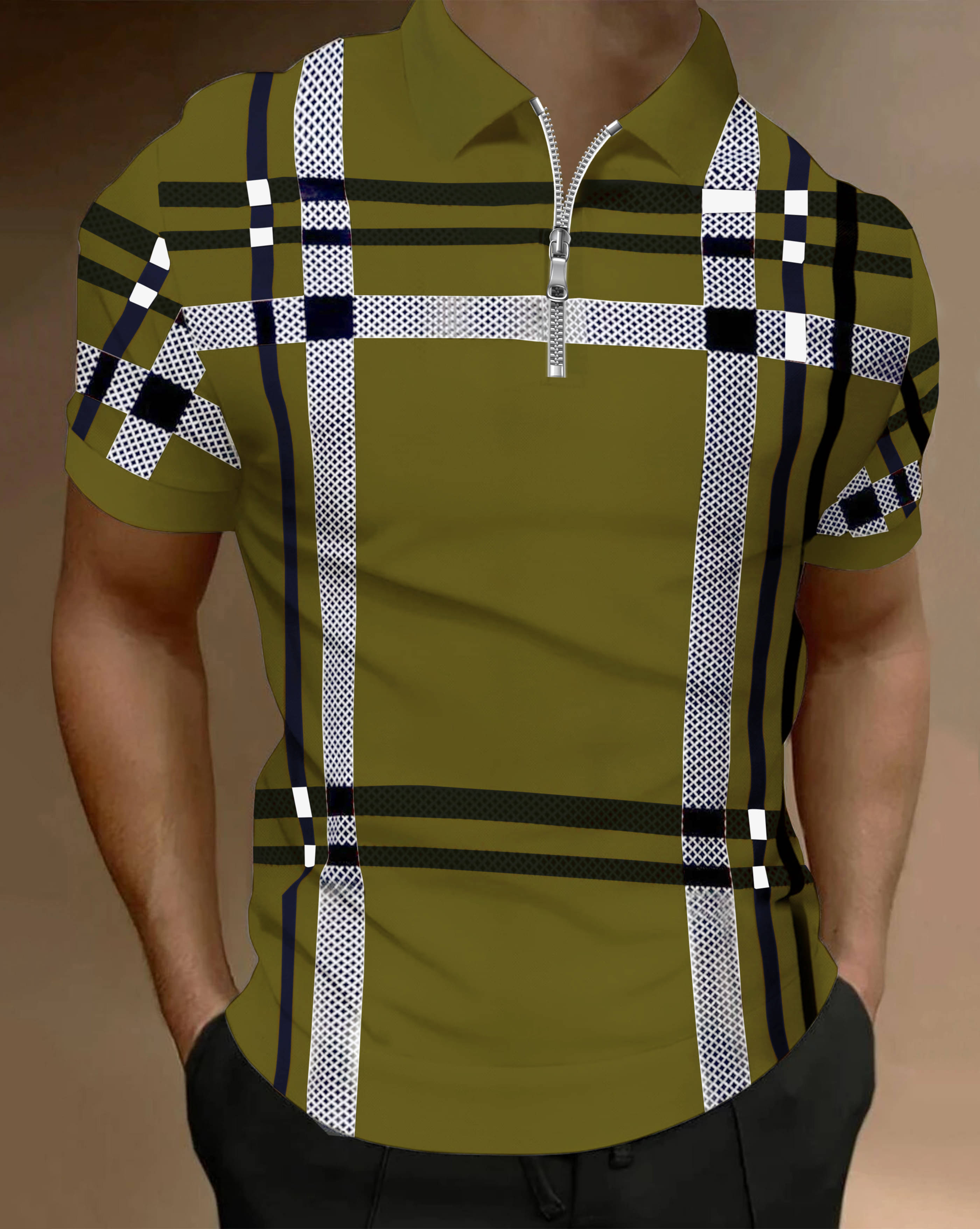     			AOOSH Men Cotton Blend Regular Fit Printed Polo T Shirt ( Green )