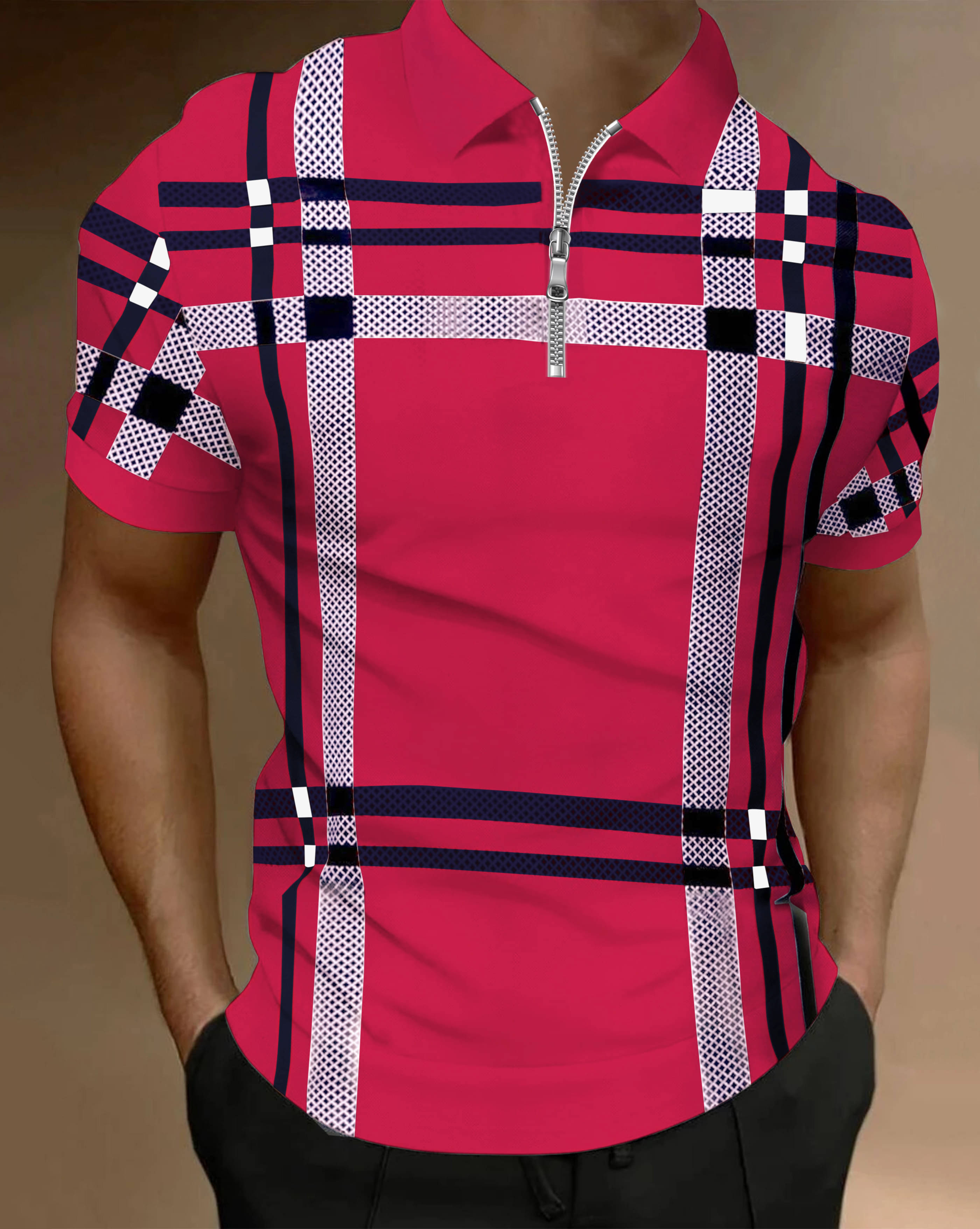 AOOSH Men Cotton Blend Regular Fit Printed Polo T Shirt ( Peach )     			AOOSH Men Cotton Blend Regular Fit Printed Polo T Shirt ( Peach )