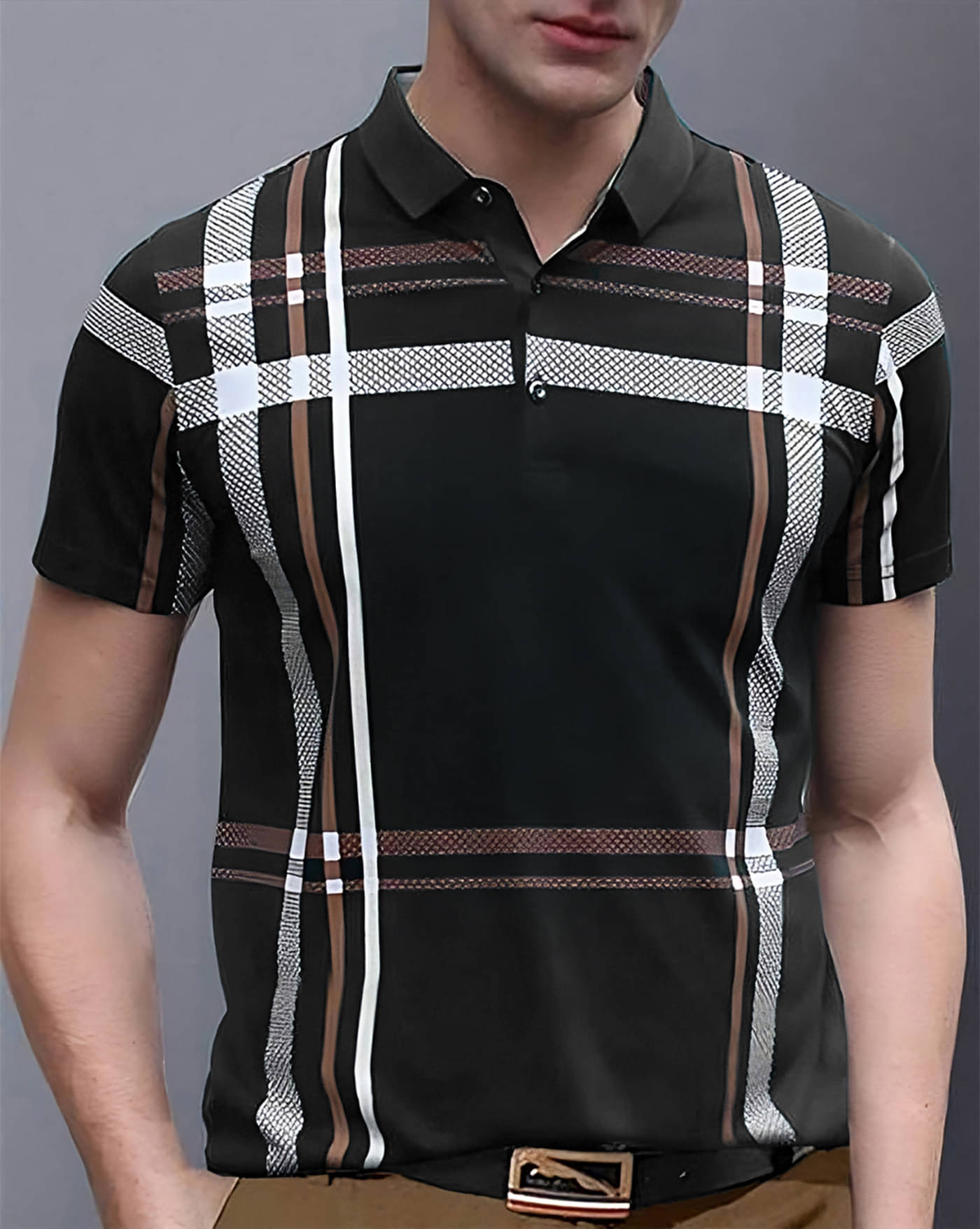 AOOSH Men Cotton Blend Regular Fit Printed Polo T Shirt ( Black ) AOOSH Men Cotton Blend Regular Fit Printed Polo T Shirt ( Black )