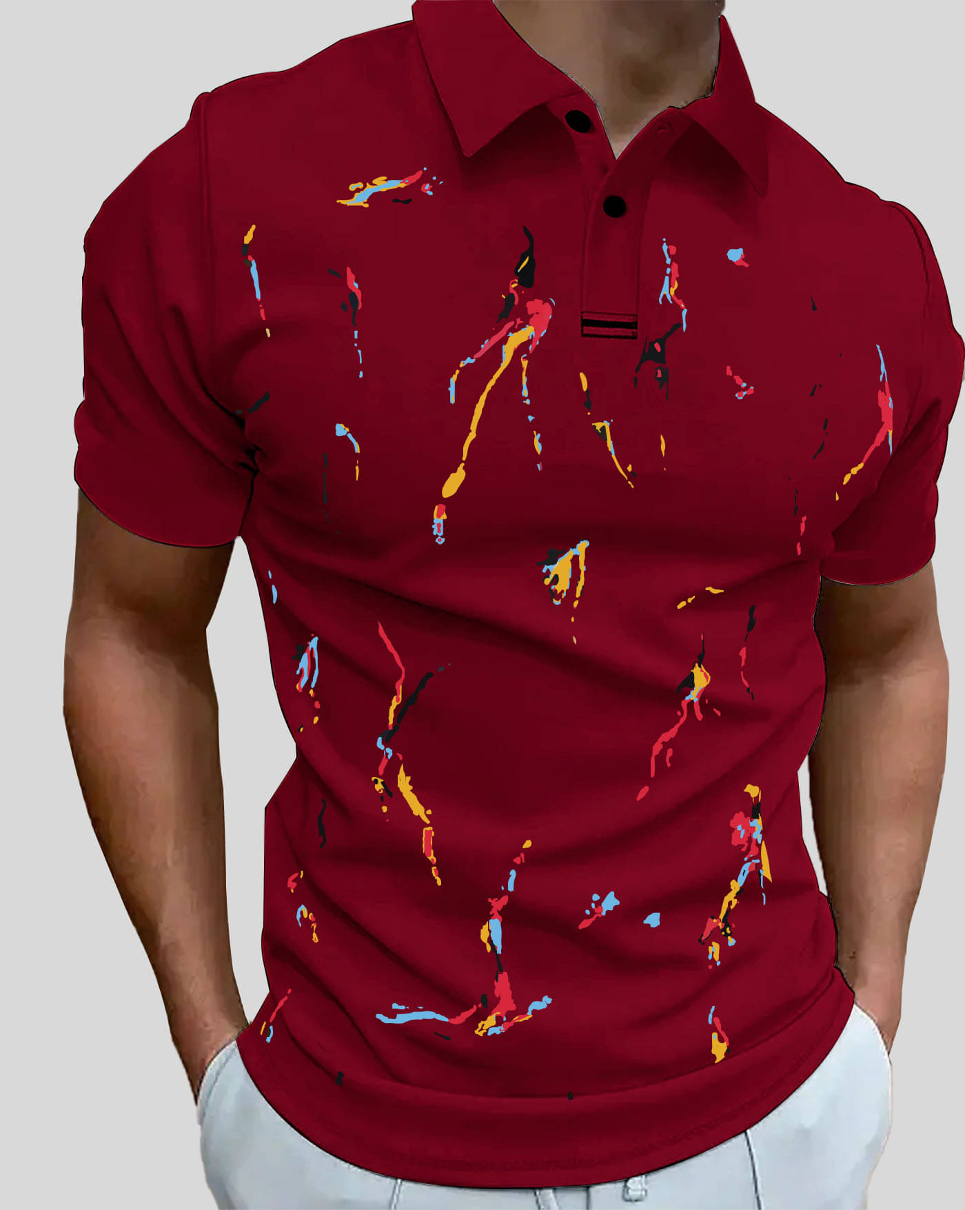     			AOOSH Men Cotton Blend Regular Fit Printed Polo T Shirt ( Maroon )