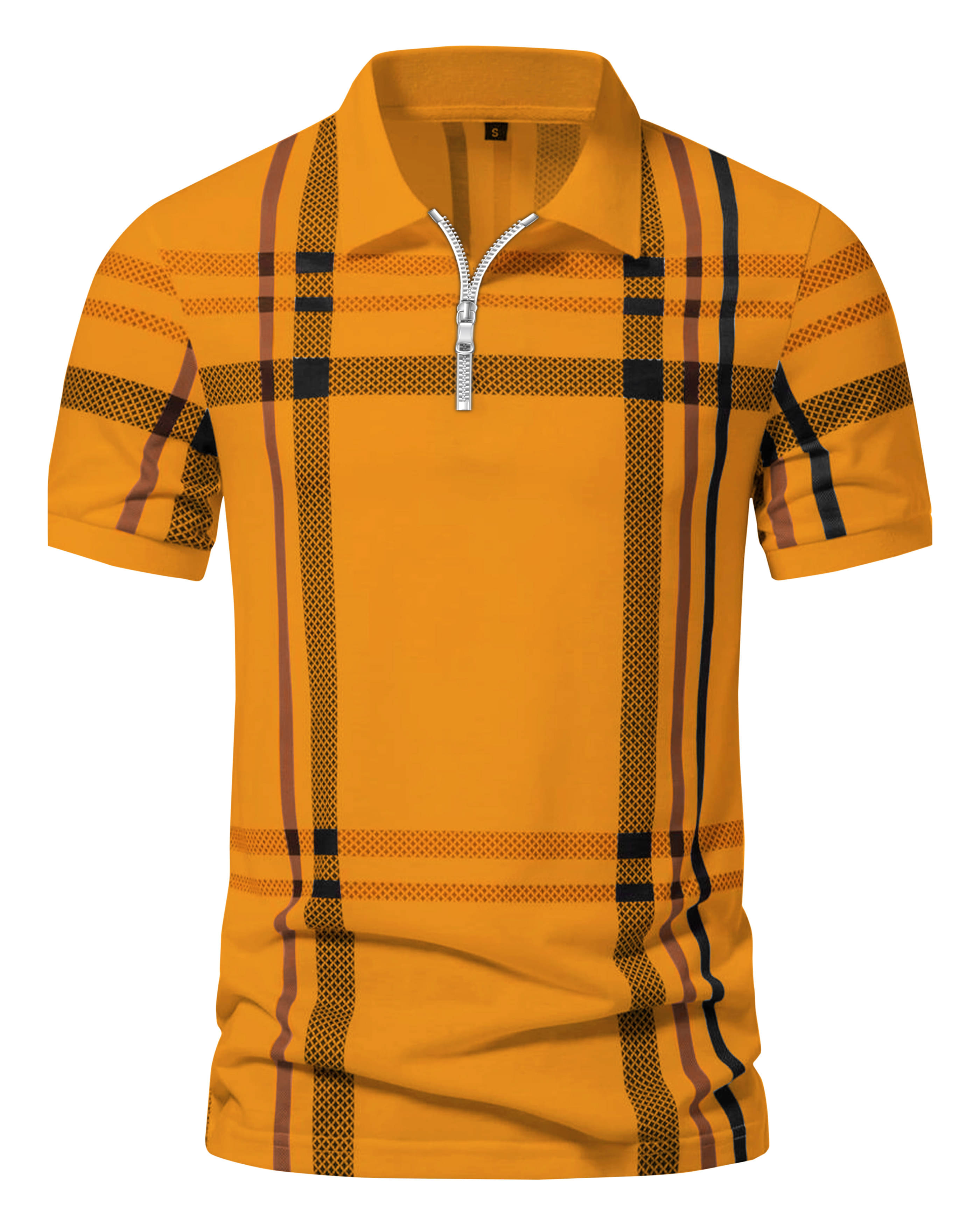     			AOOSH Men Cotton Blend Regular Fit Printed Polo T Shirt ( Mustard )