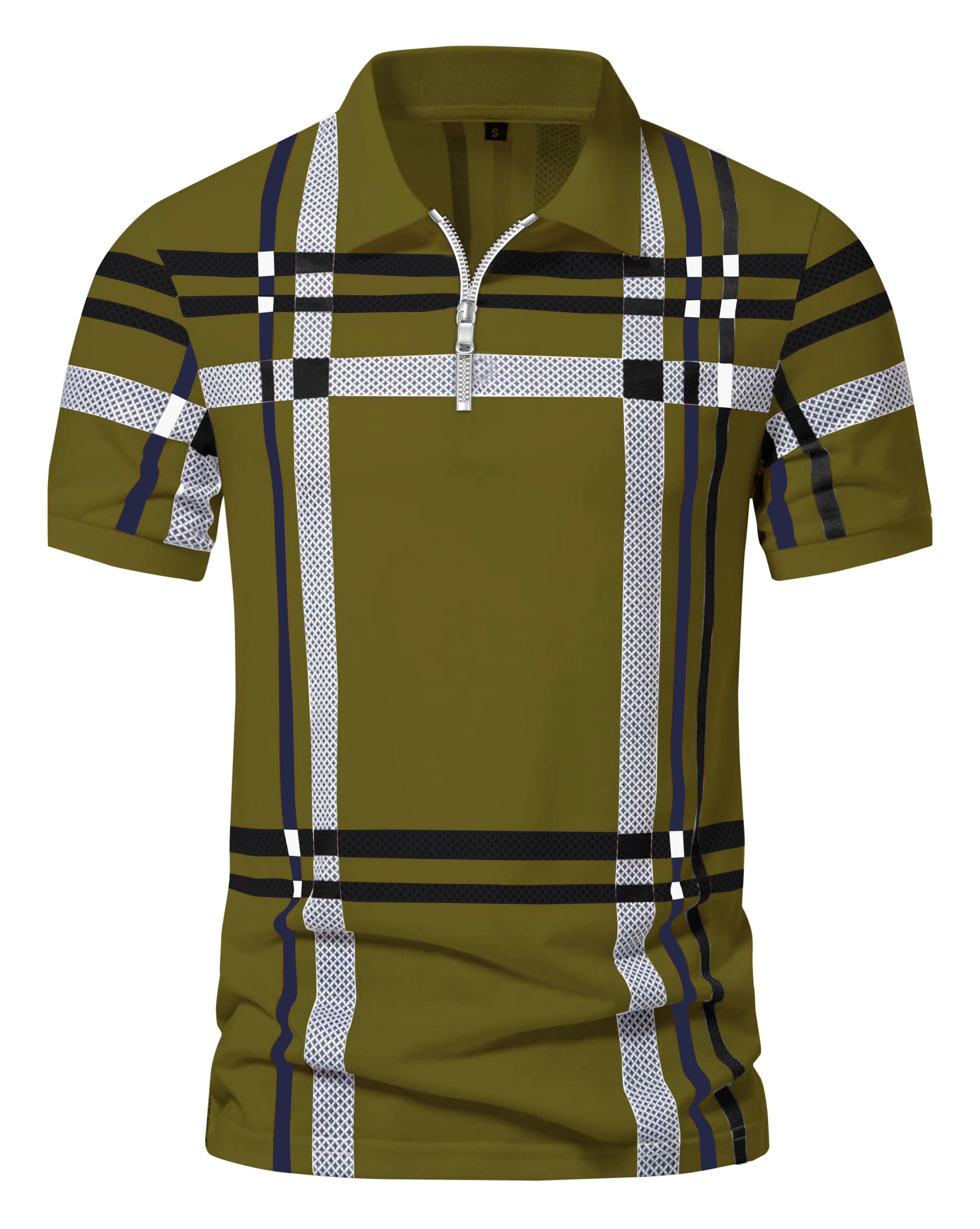 AOOSH Men Cotton Blend Regular Fit Printed Polo T Shirt ( Green )