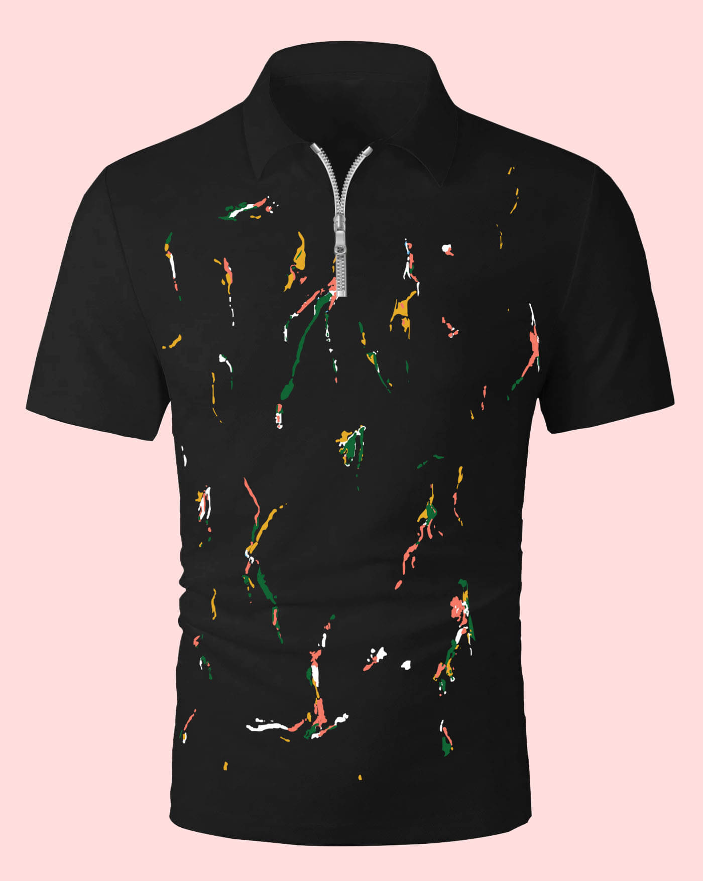     			AOOSH Men Cotton Blend Regular Fit Printed Polo T Shirt ( Black )