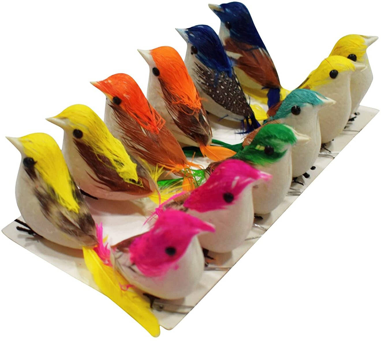    			Asian Hobby Crafts Artificial Mini Birds | Pack of 12 Multicolor Plastic Birds for DIY Crafts, Home & Garden Decoration
