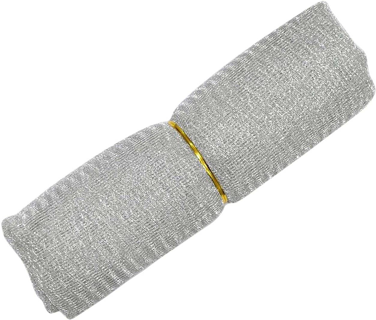     			ASIAN HOBBY CRAFTS Flower Mesh Net for Bouquet Decor, Gift Wrapping, Party Hall Decor, Silver (9 Yards)