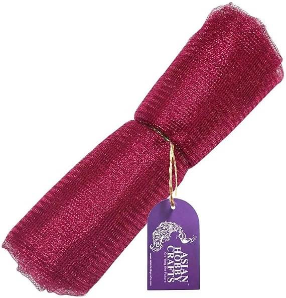     			ASIAN HOBBY CRAFTS Flower Mesh Net for Bouquet, Gift Wrapping and Party Hall Decor, Dark Pink (9 Yard)