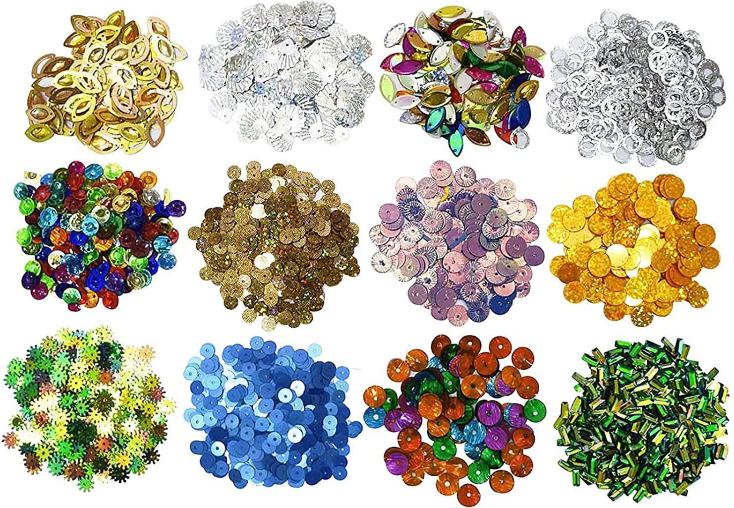     			ASIAN HOBBY CRAFTS Plastic Sequin Pack of 12, 5 Gram Each (60 Gram Pack)