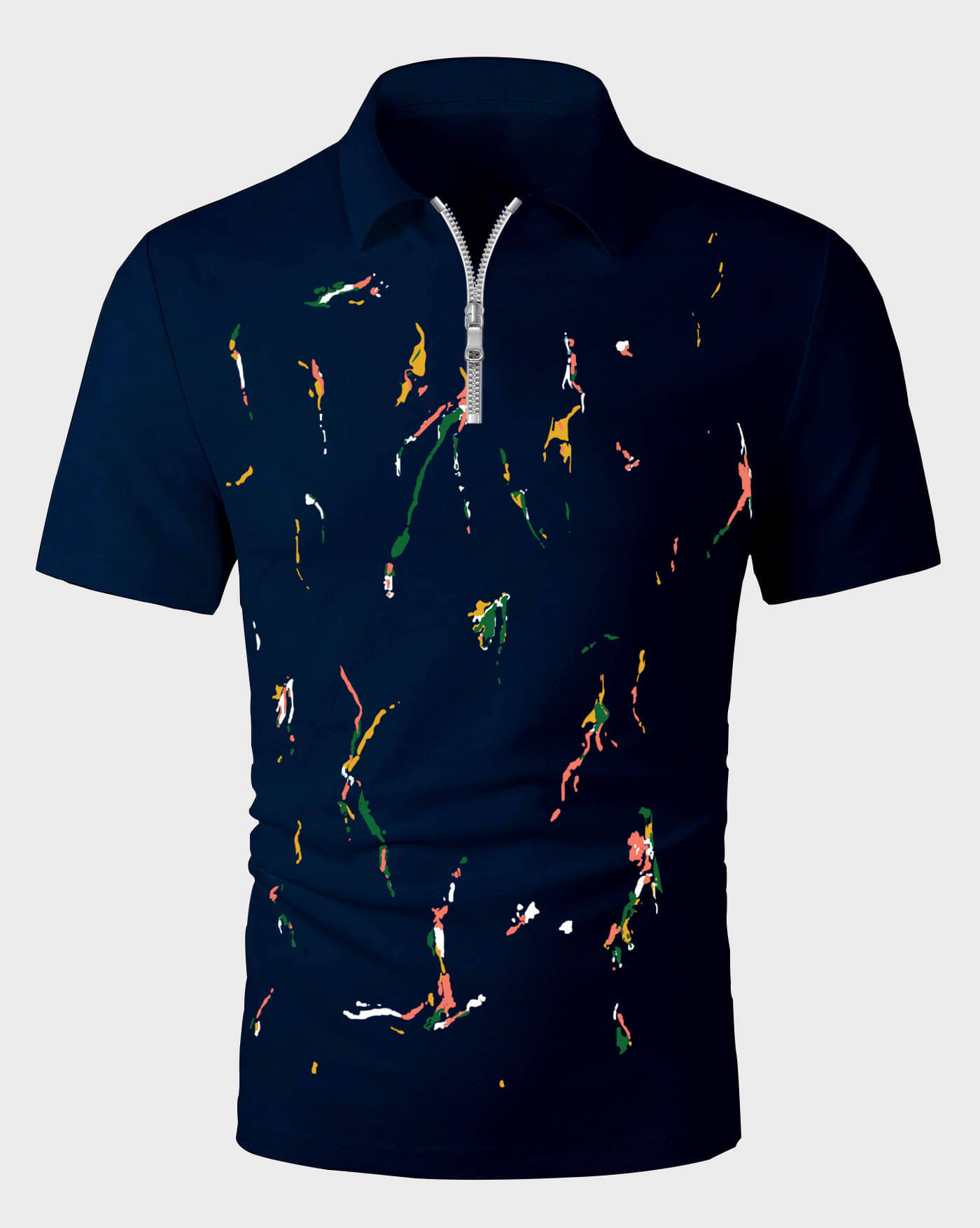     			AUSK Men Cotton Blend Regular Fit Printed Polo T Shirt ( Blue )