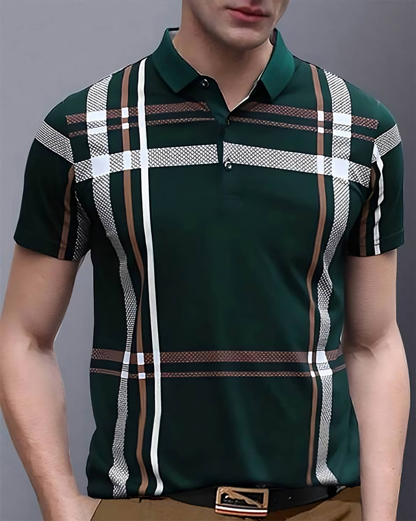 AUSK Men Cotton Blend Regular Fit Printed Polo T Shirt ( Dark Green )     			AUSK Men Cotton Blend Regular Fit Printed Polo T Shirt ( Dark Green )