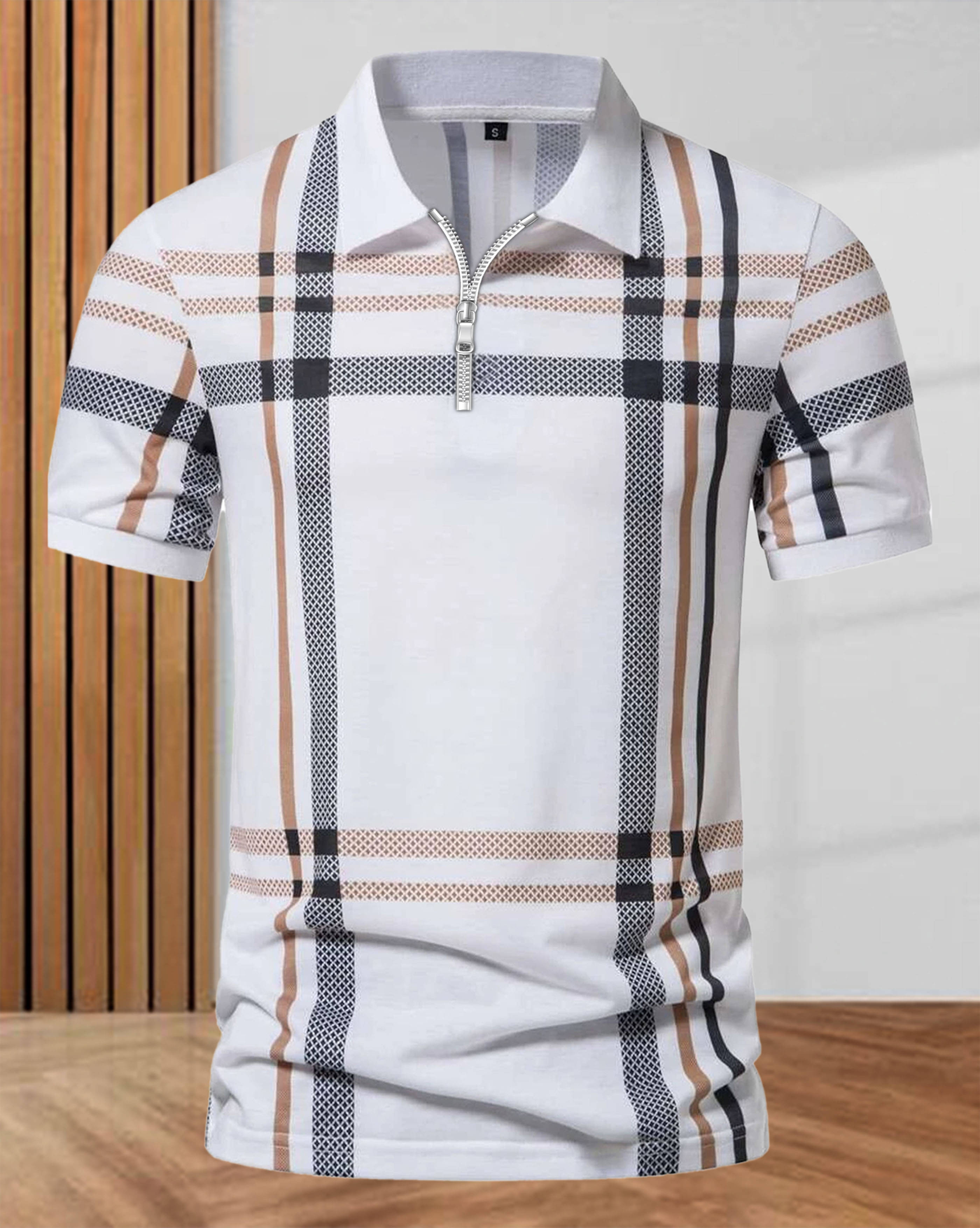     			AUSK Men Cotton Blend Regular Fit Printed Polo T Shirt ( White )