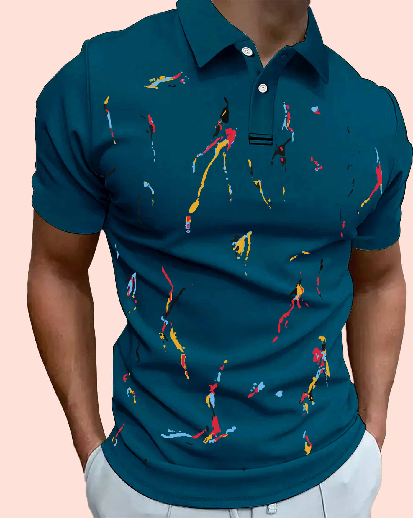 AUSK Men Cotton Blend Regular Fit Printed Polo T Shirt ( Teal Blue ) AUSK Men Cotton Blend Regular Fit Printed Polo T Shirt ( Teal Blue )
