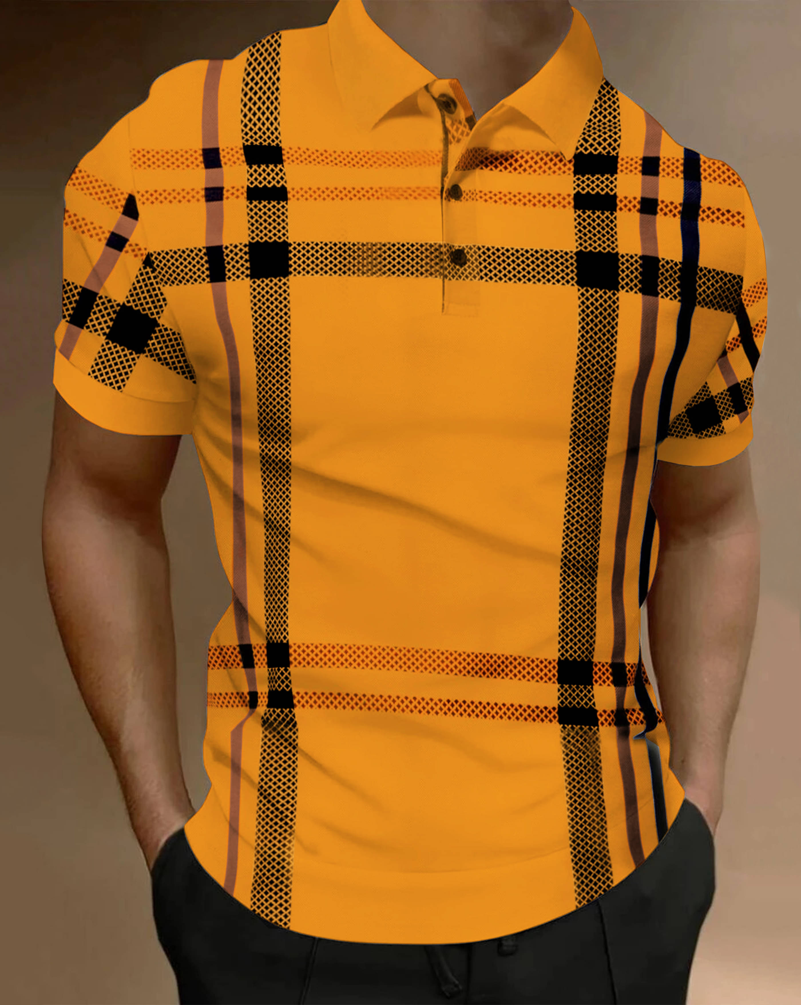 AUSK Men Cotton Blend Regular Fit Printed Polo T Shirt ( Mustard ) AUSK Men Cotton Blend Regular Fit Printed Polo T Shirt ( Mustard )