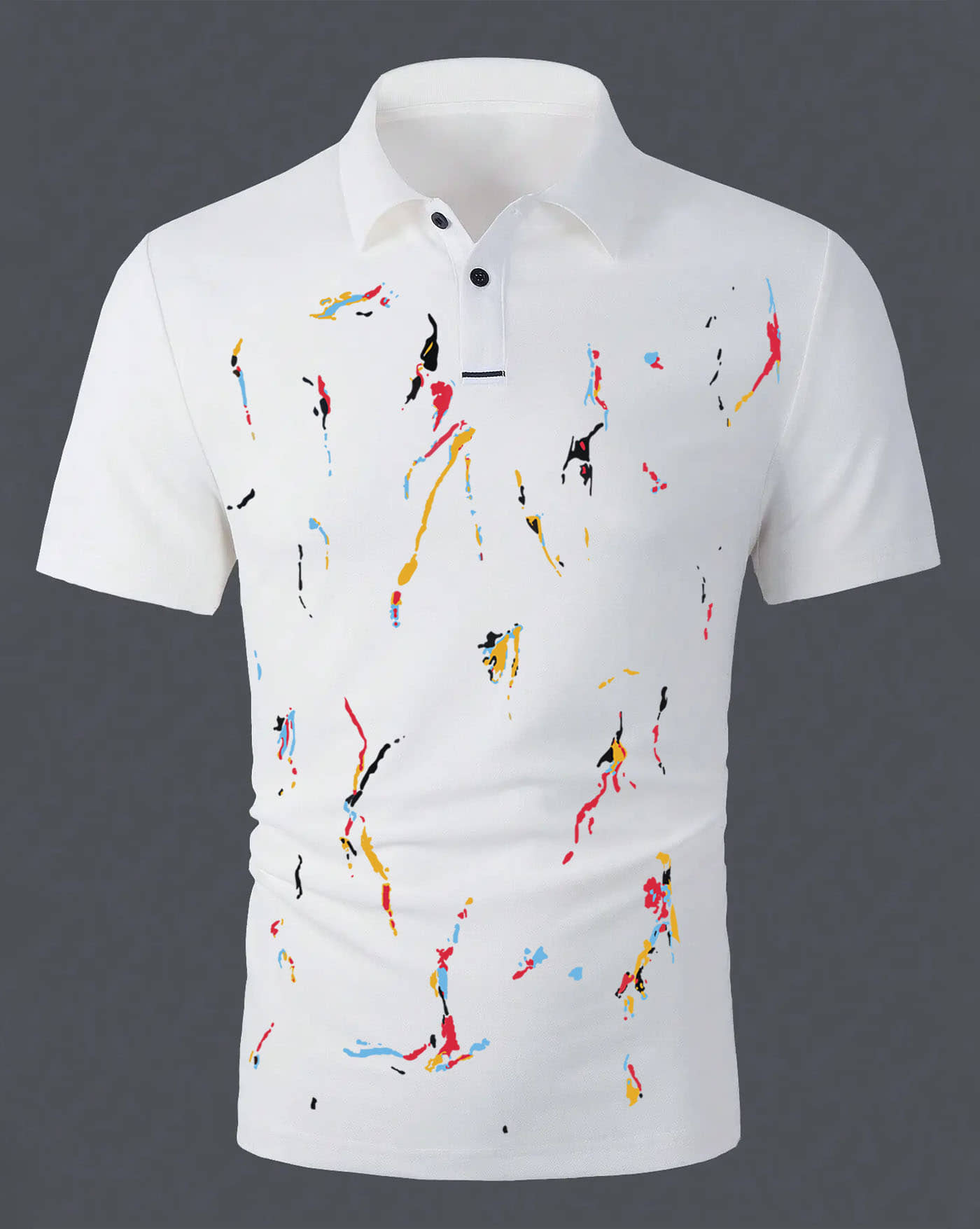 AUSK Men Cotton Blend Regular Fit Printed Polo T Shirt ( White )