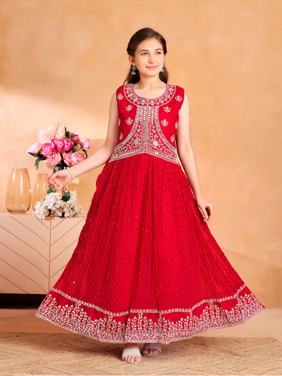     			Aarika Georgette Gown For Girls ( Pack of 1 , Pink )