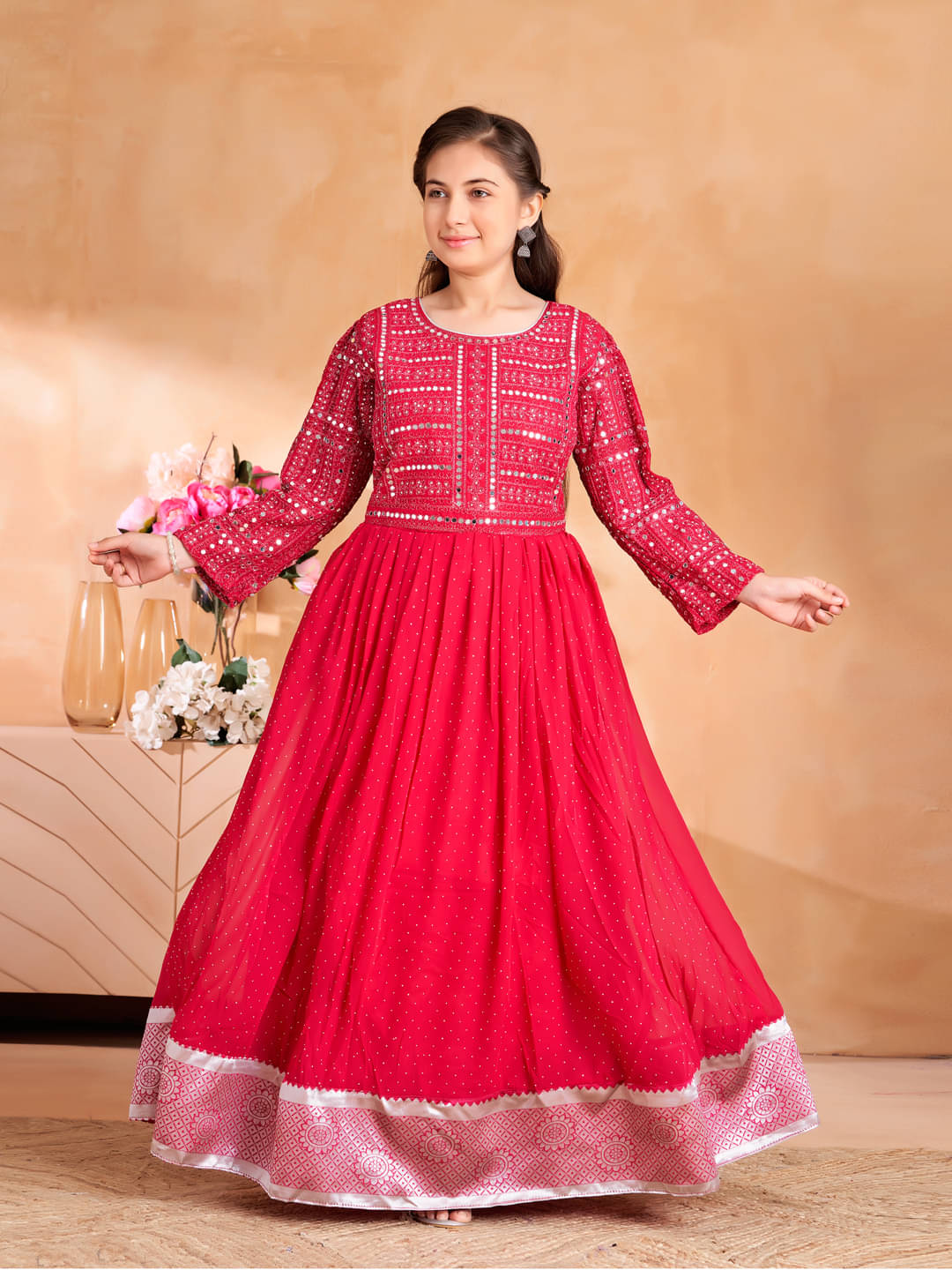 Aarika Georgette Gown For Girls ( Pack of 1 , Pink ) Aarika Georgette Gown For Girls ( Pack of 1 , Pink )