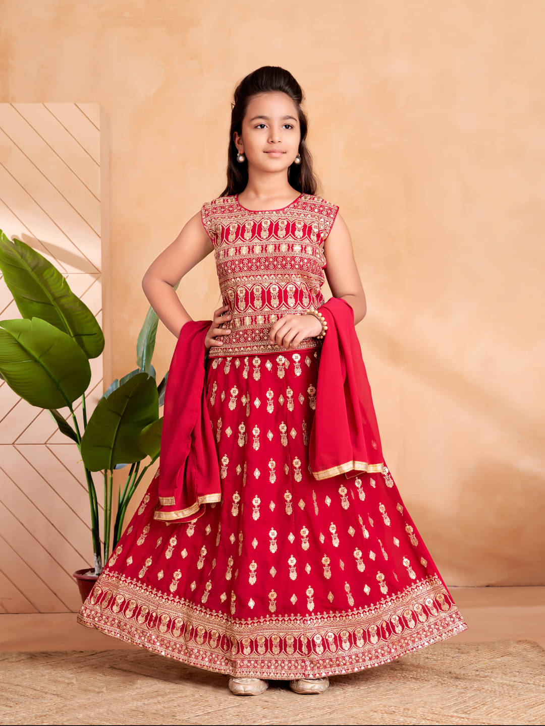     			Aarika Georgette Lehenga Choli Set For Girls ( Pack of 1 , Pink )
