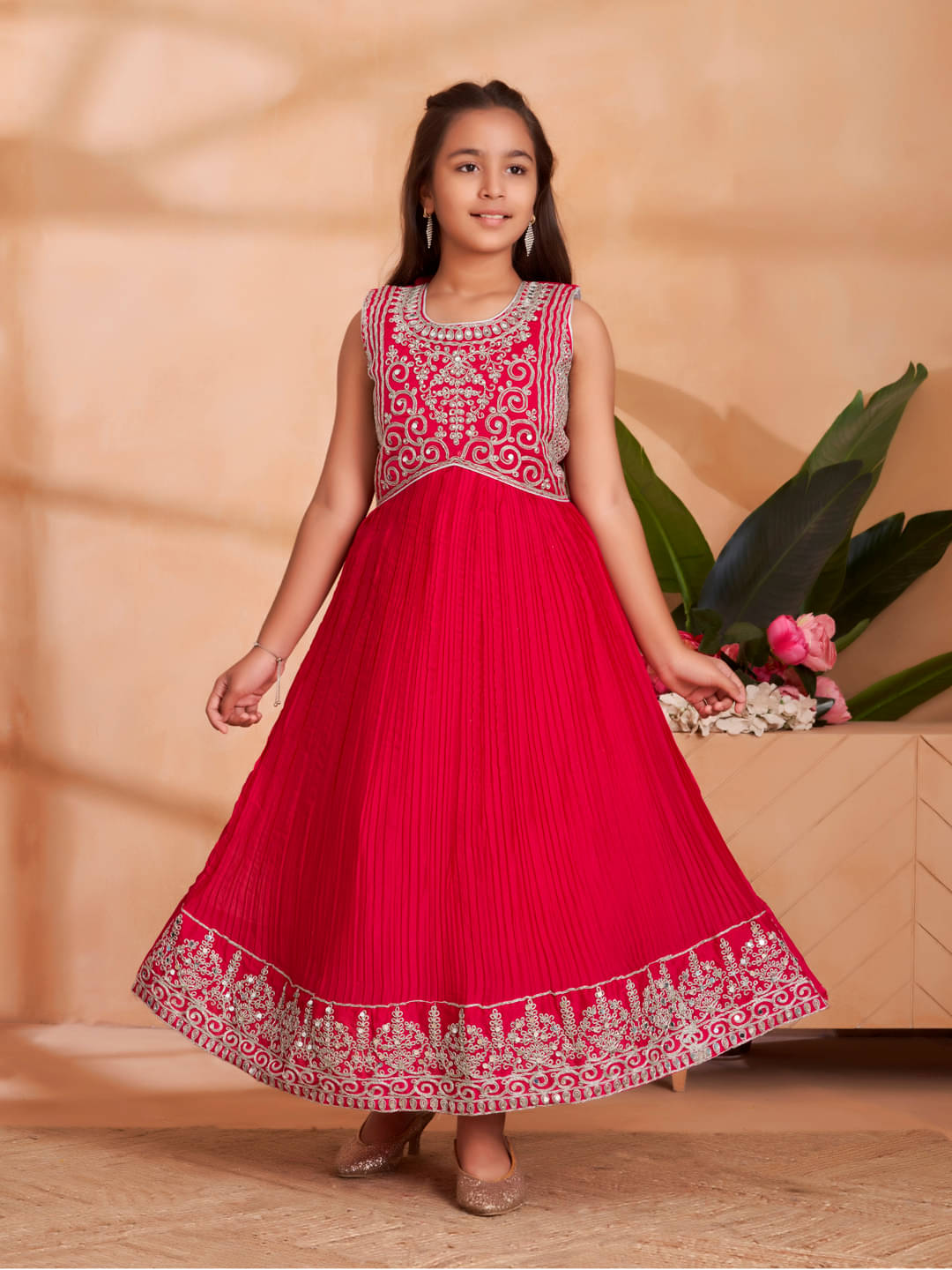 Aarika Silk Gown For Girls ( Pack of 1 , Pink ) Aarika Silk Gown For Girls ( Pack of 1 , Pink )