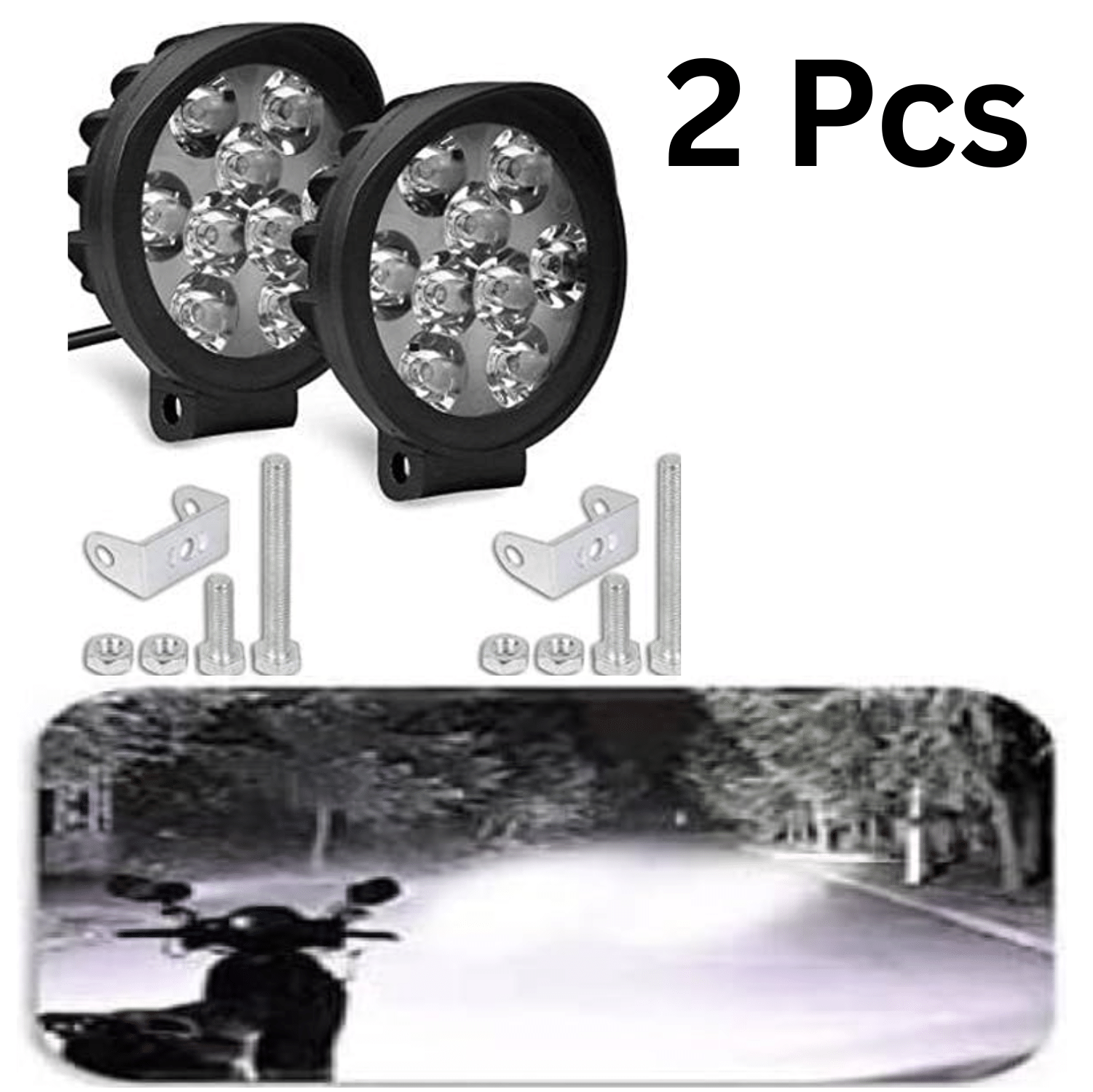    			Aksmit ( Pack Of-2 ) Waterproof LED 9 Cap Fog Light Bar with High Power White LED Designed for Off-Road & Highway Use, Compatible with Electrical, Cars, Scooters, and Bikes,