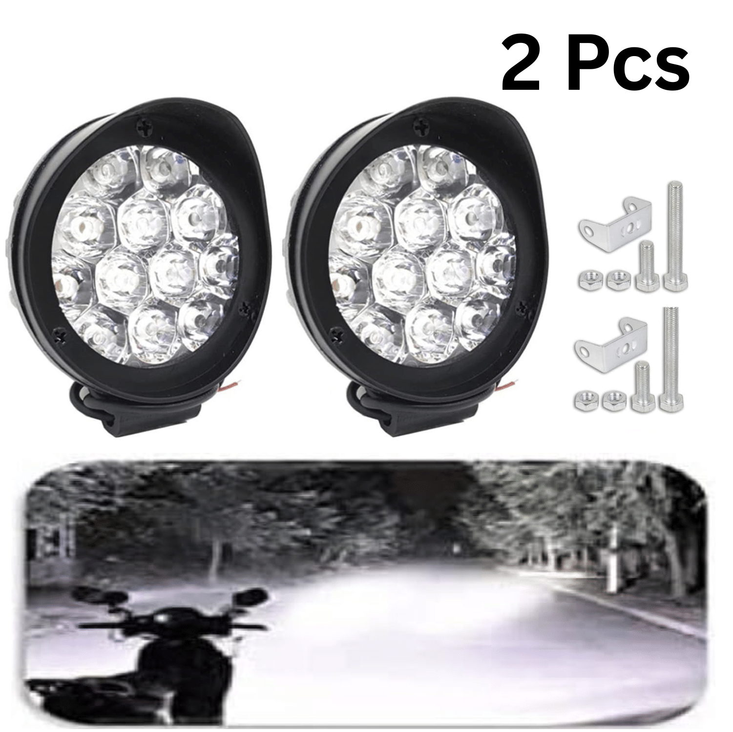     			Aksmit ( Pack Of-2 ) Waterproof LED 9 Cap Fog Light Bar with High Power White LED Designed for Off-Road & Highway Use, Compatible with Electrical, Cars, Scooters, and Bikes,