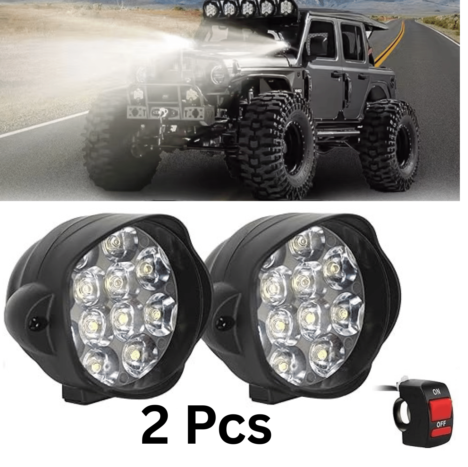 Aksmit ( Pack Of-2 with On/Off Switch ) Waterproof LED 12 Fog Light Bar with High Power White LED Designed for Off-Road & Highway Use, Compatible with Electrical, Cars, Scooters, and Bikes Aksmit ( Pack Of-2 with On/Off Switch ) Waterproof LED 12 Fog Light Bar with High Power White LED Designed for Off-Road & Highway Use, Compatible with Electrical, Cars, Scooters, and Bikes