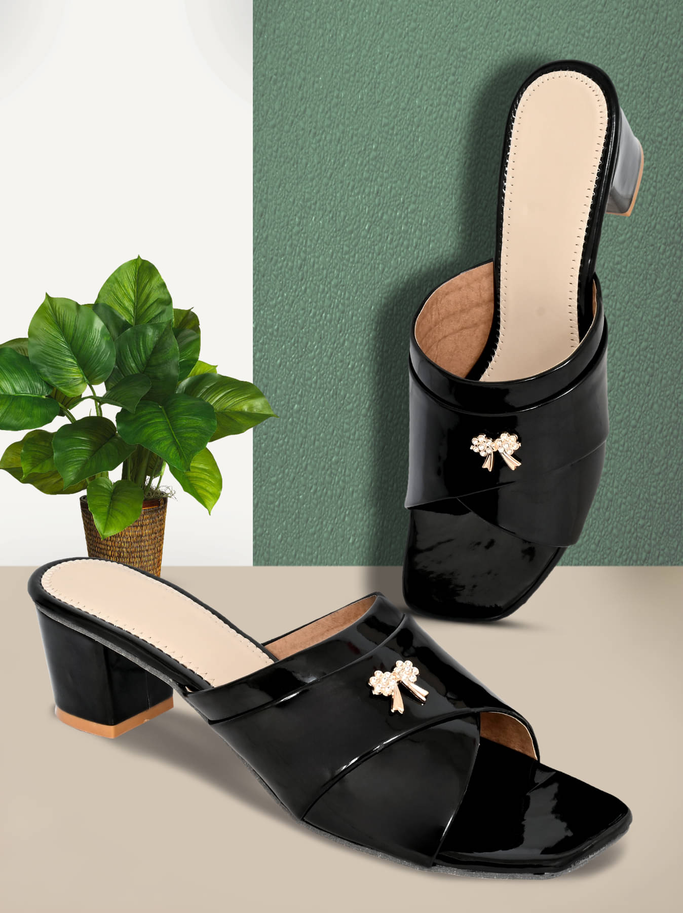     			Altek Black Women's Slip On Heels