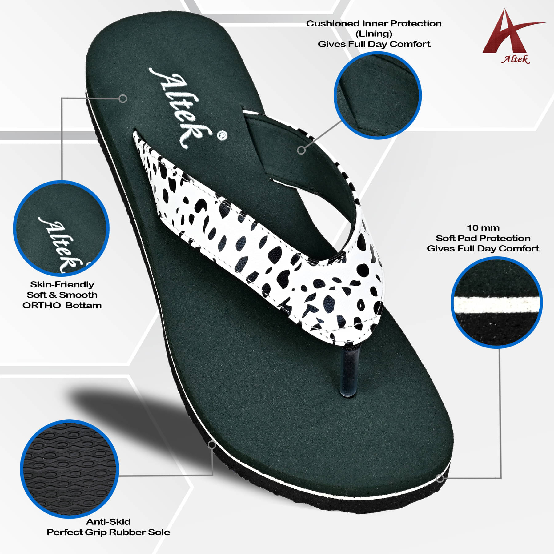     			Altek Green Women's Flip Flop