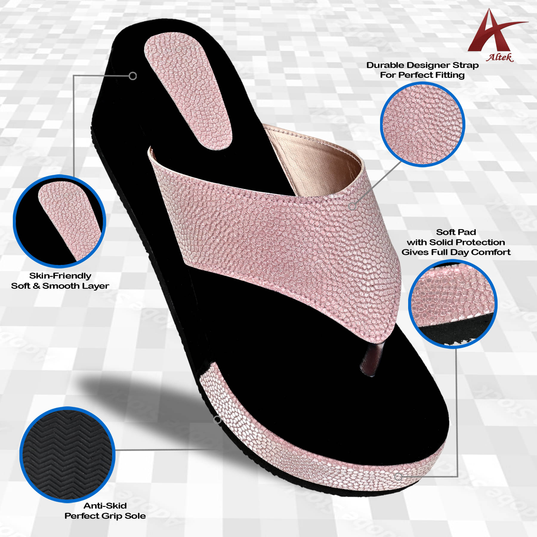     			Altek Pink Women's Slip On Heels