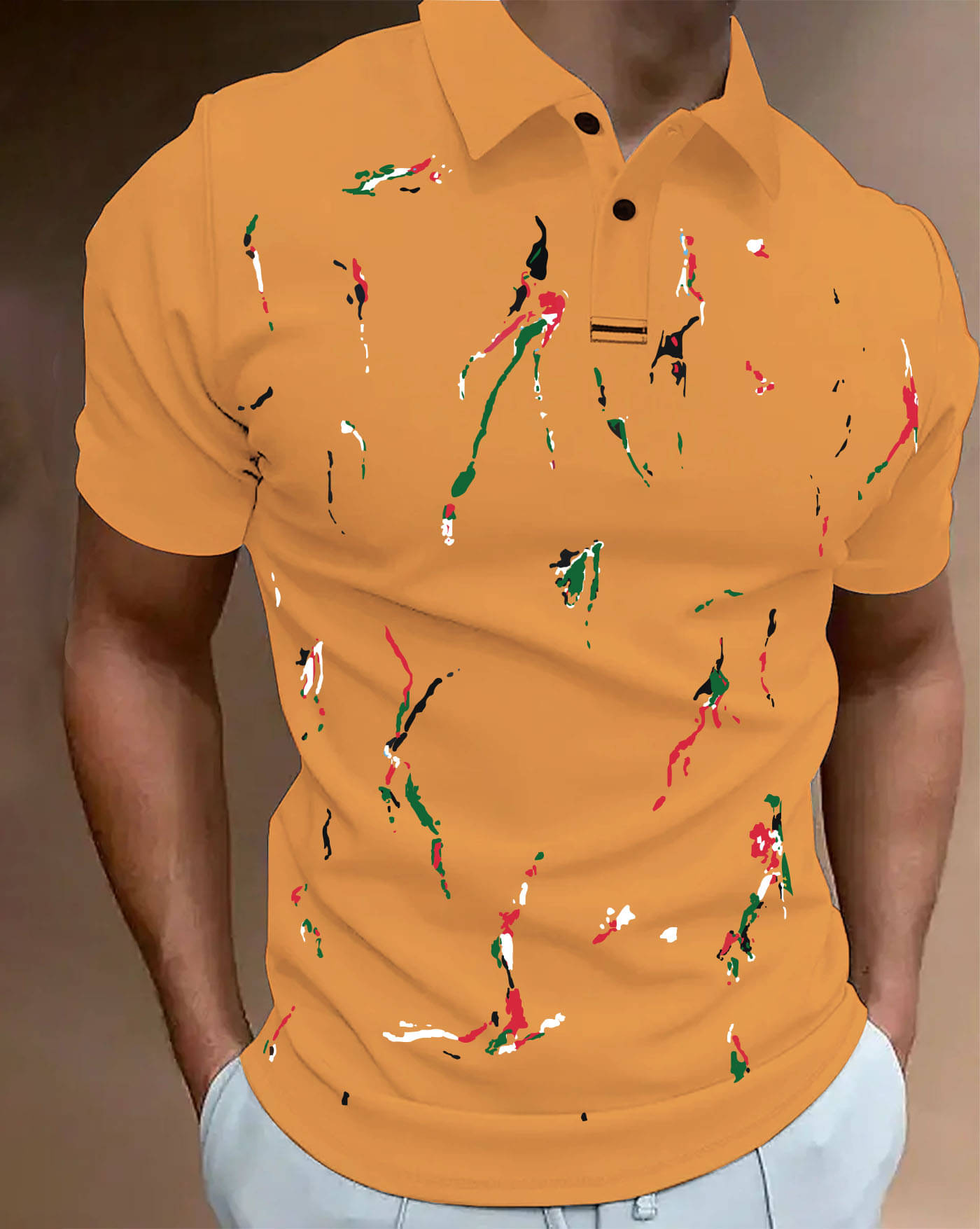 ENITOR Men Cotton Blend Regular Fit Printed Polo T Shirt ( Mustard )     			ENITOR Men Cotton Blend Regular Fit Printed Polo T Shirt ( Mustard )