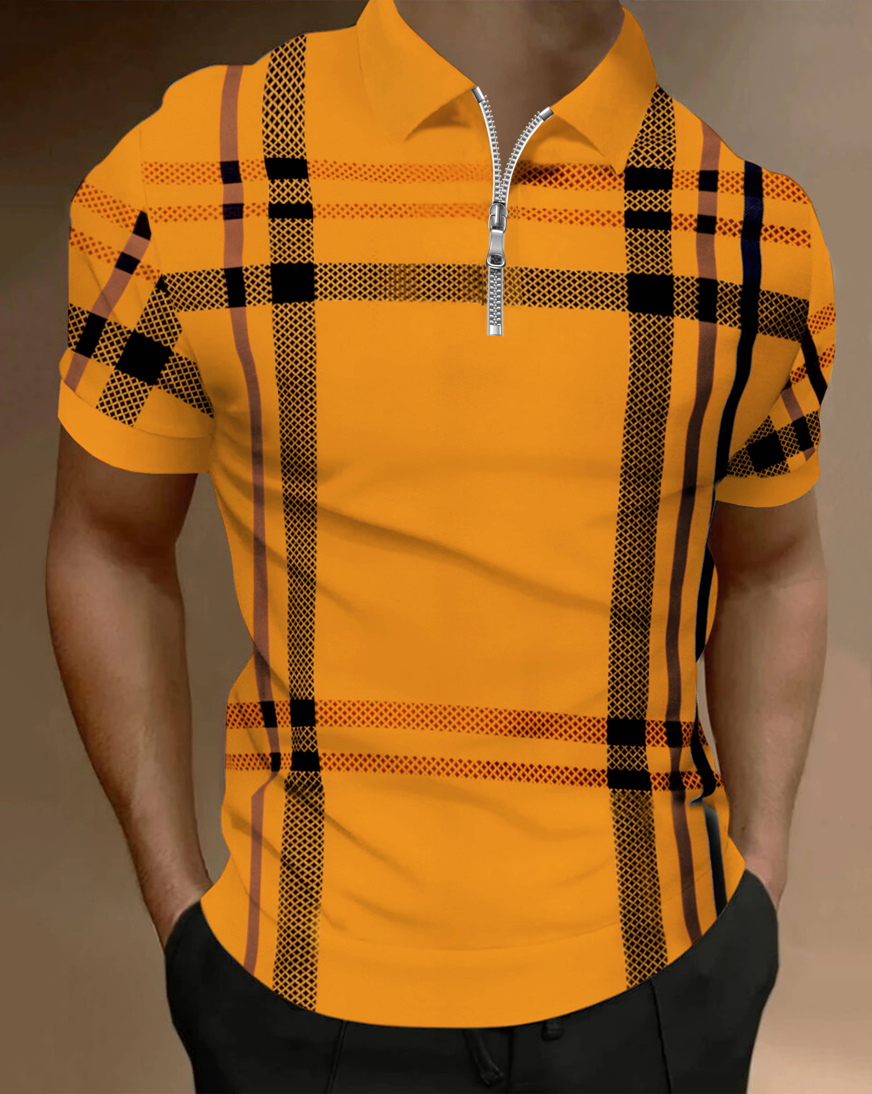 ENITOR Men Cotton Blend Regular Fit Printed Polo T Shirt ( Mustard ) ENITOR Men Cotton Blend Regular Fit Printed Polo T Shirt ( Mustard )